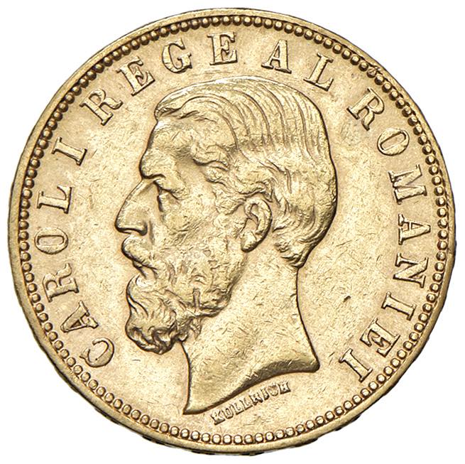 Monedă 20 Lei 1890, Carol I Rege al României, aur