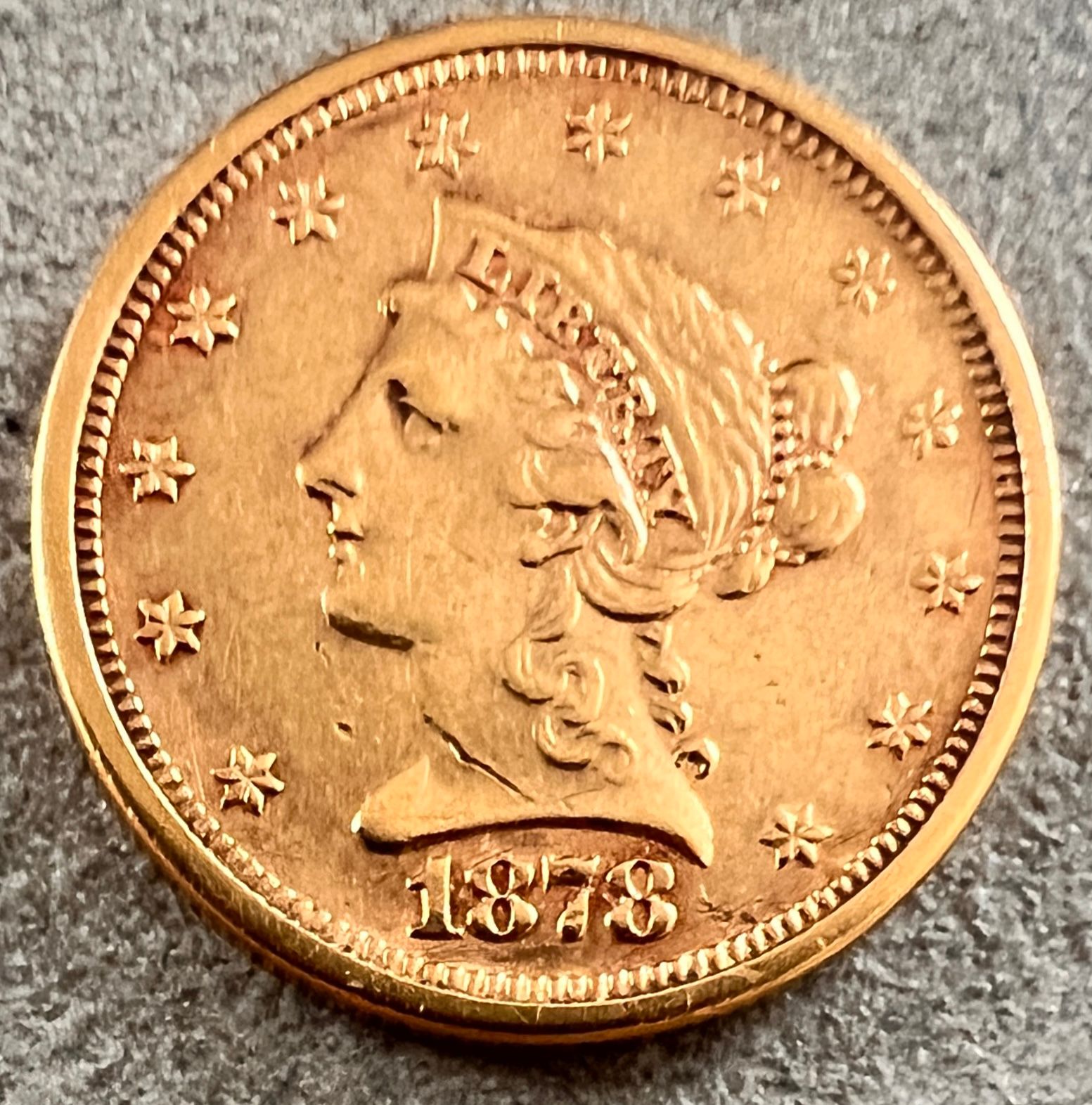 MONEDĂ 2 1/2 DOLARI 1878, STATELE UNITE, AUR
