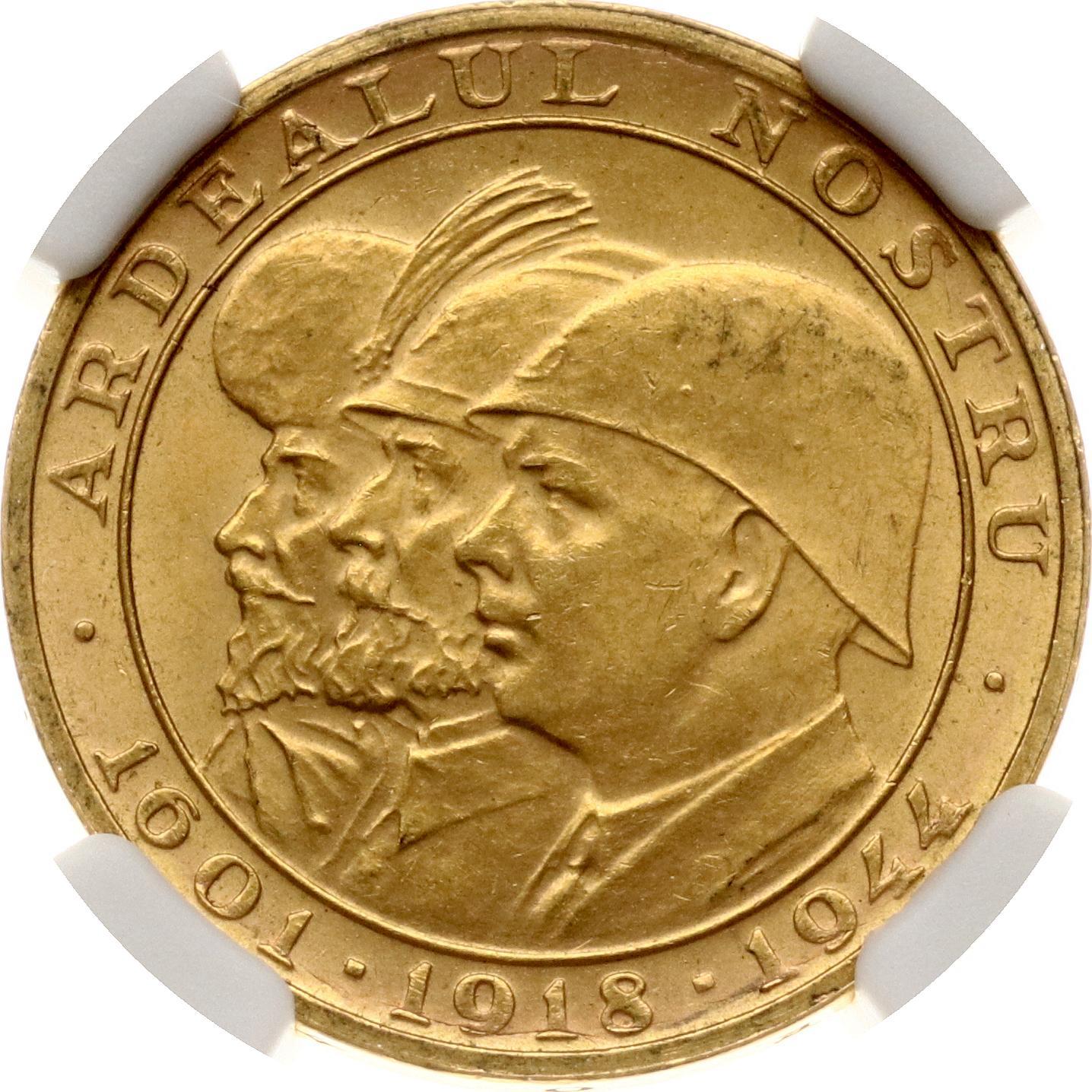 Monedă jubiliară "Ardealul nostru", cu valoarea de 20 de lei, 1944, Aur