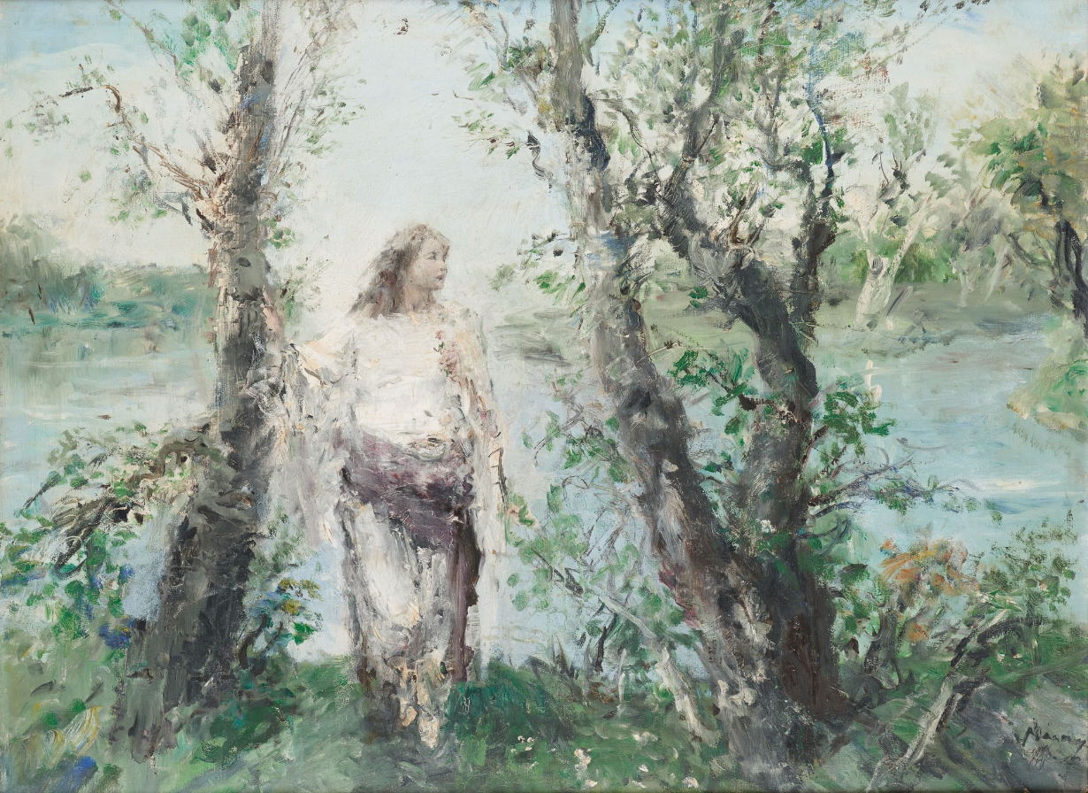 Aurel Naray - Jeune fille au bord du lac