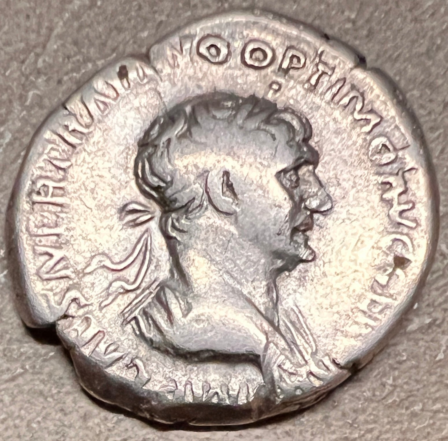 Monedă Denarius, Traian, tip Pax, 98-99 e.n., argint (clasată fond)