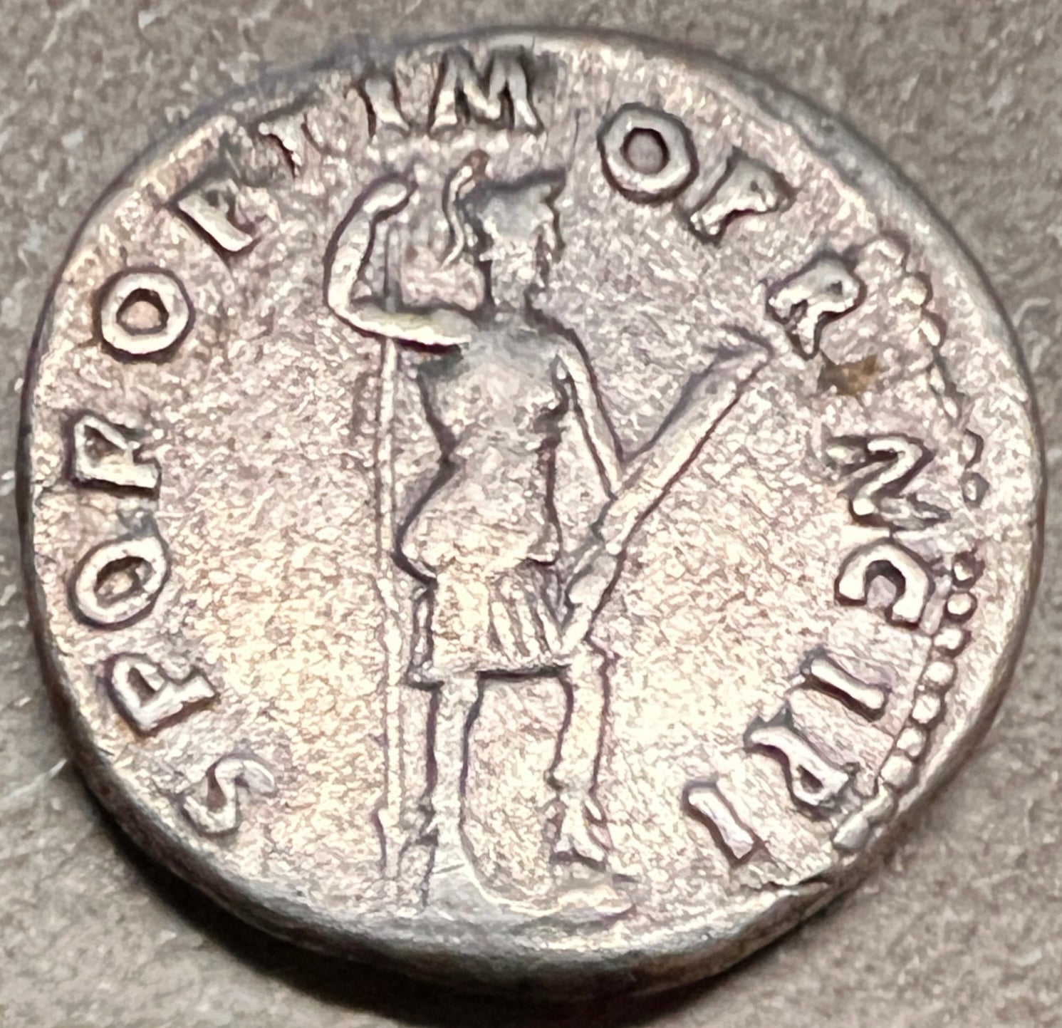 Monedă Denarius, Traian, tip Virtus, 103-111 e.n., argint (clasată fond)