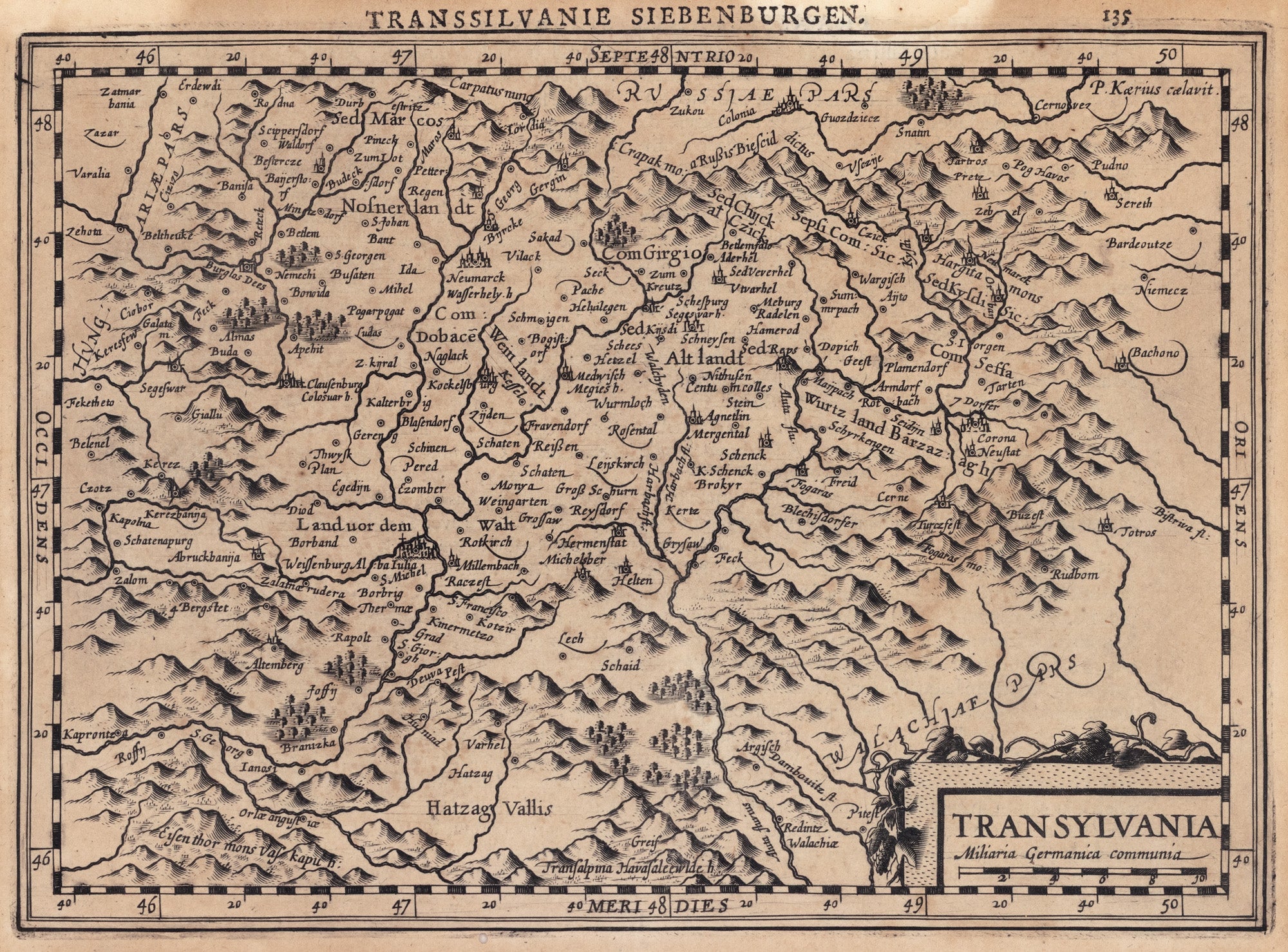 Hartă ”Transilvania”, de Pieter van den Keere, 1730