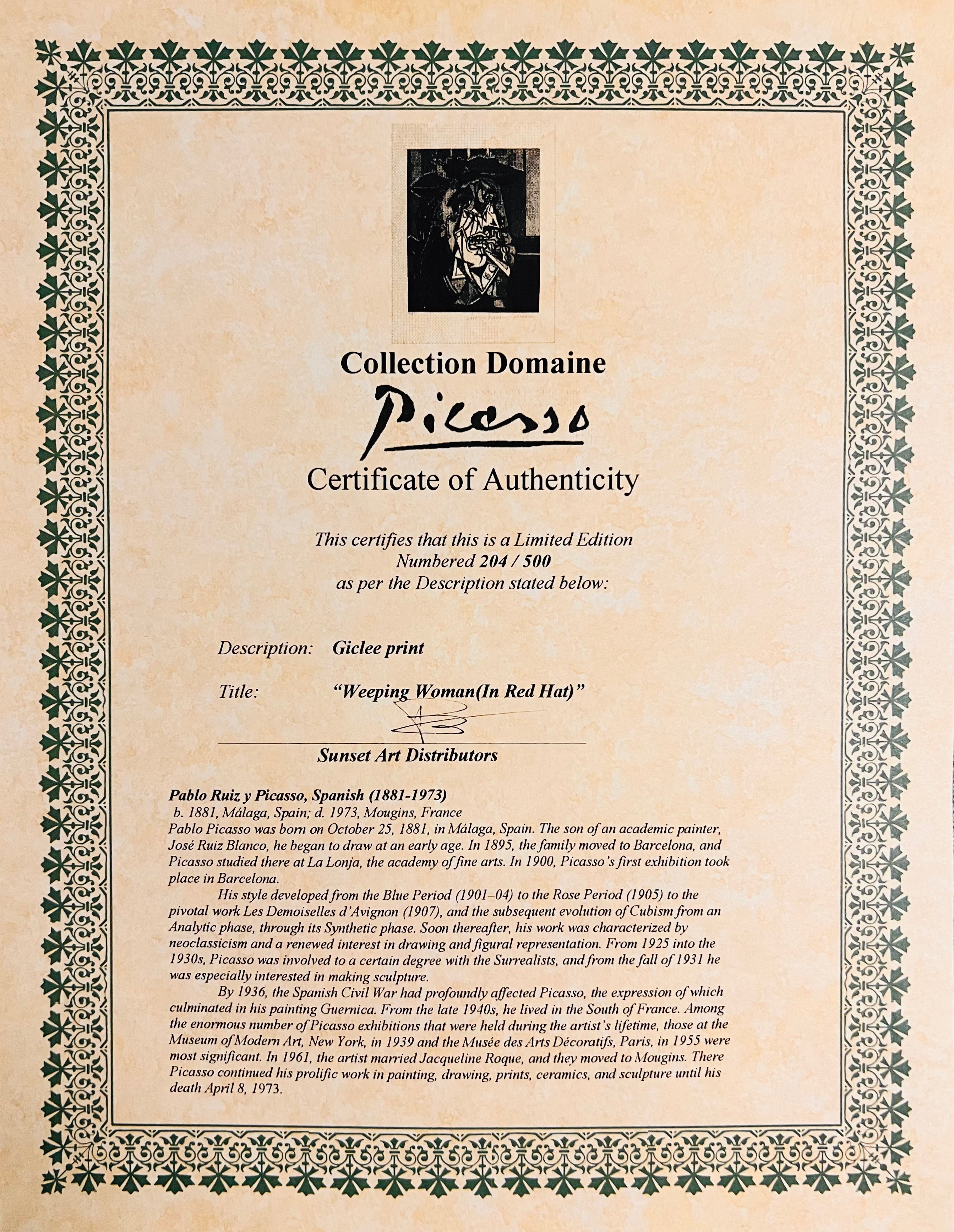 Pablo Picasso - Weeping Woman (In Red Hat)