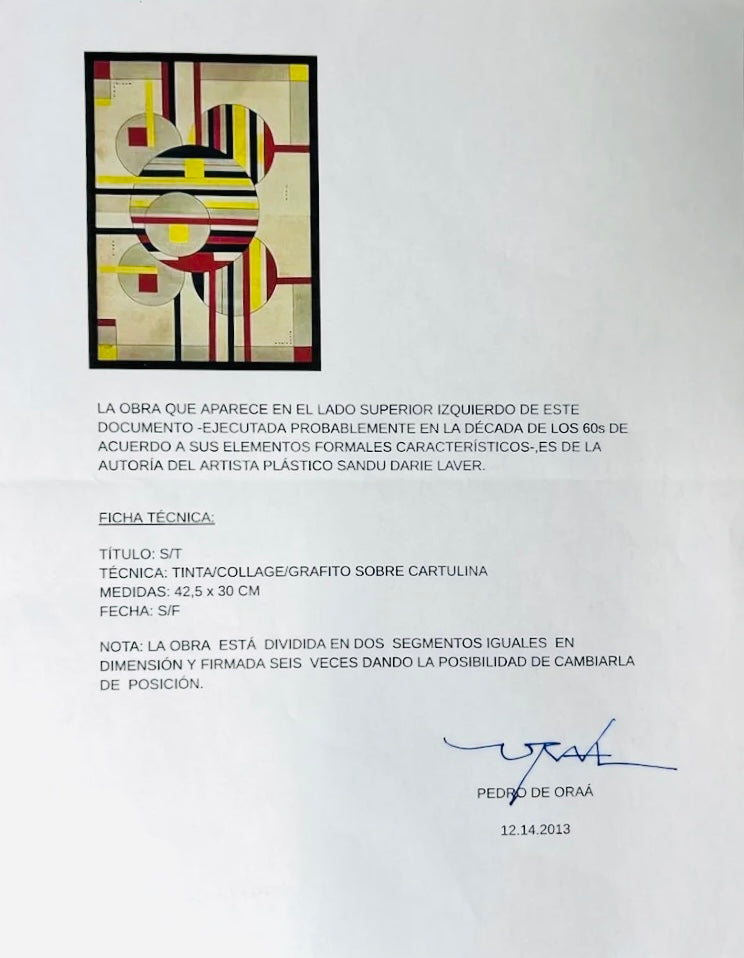 Sandu Darie - Compoziție geometrică în galben, rosu, negru