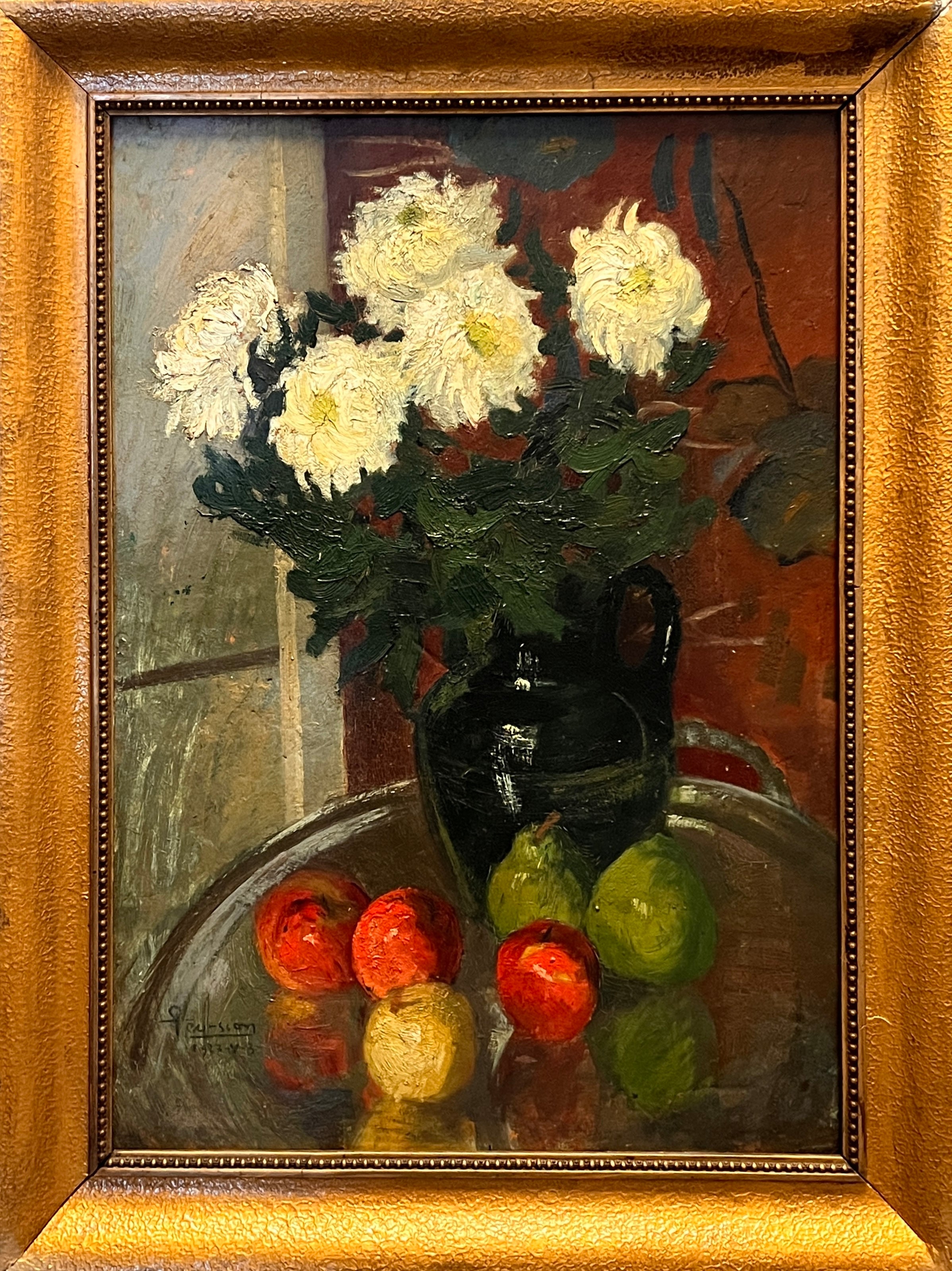 Ion Theodorescu-Sion - Natură statică cu crizanteme și fructe - Artiss