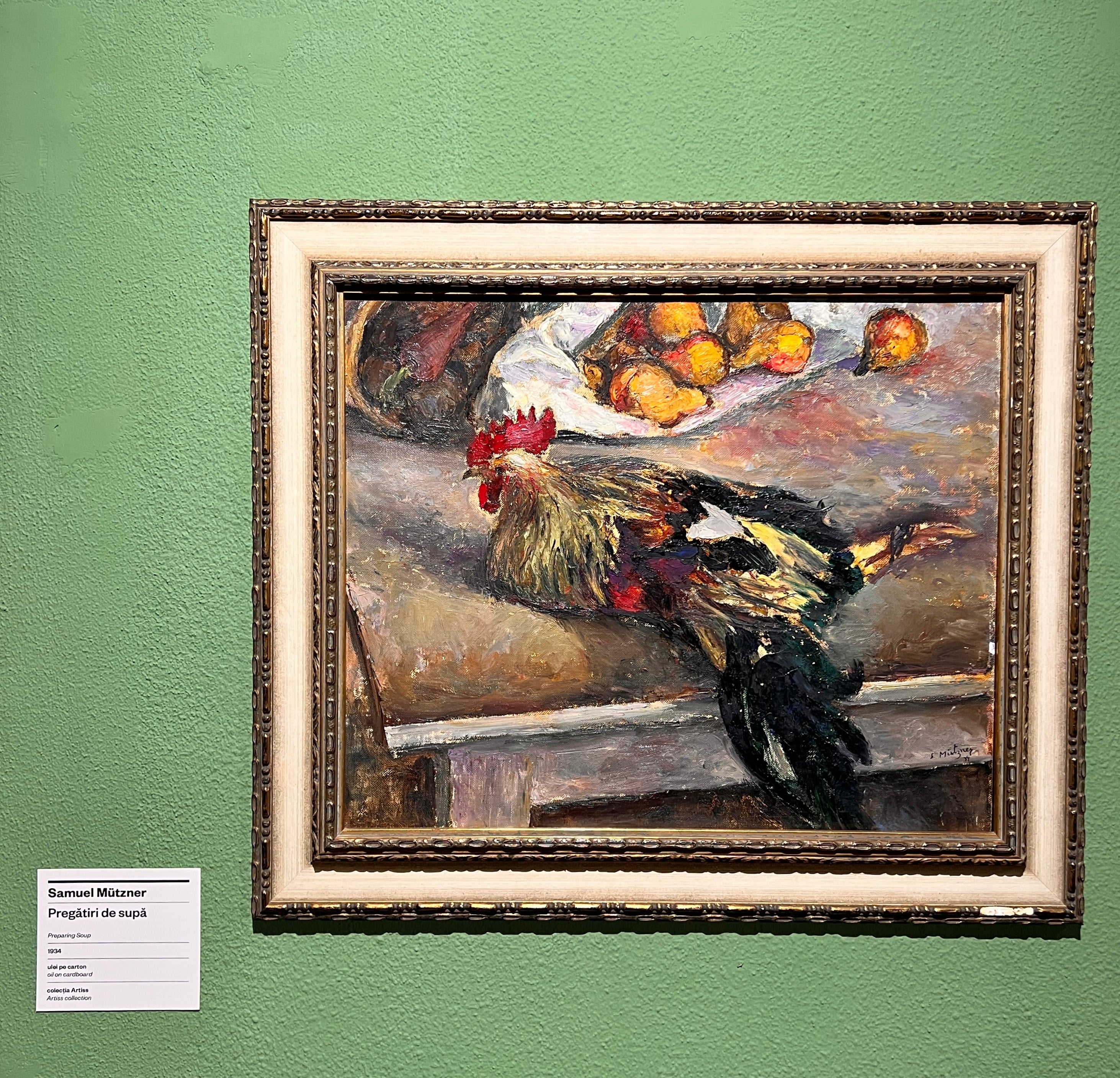 Samuel Mützner - Natură statică cu cocoș și pere