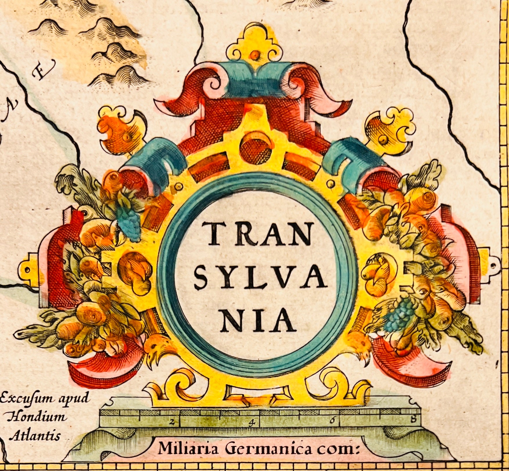 Hartă "Transylvania" de Gerardus Mercator, tipărită de Henricus Hondius, Amsterdam, 1623