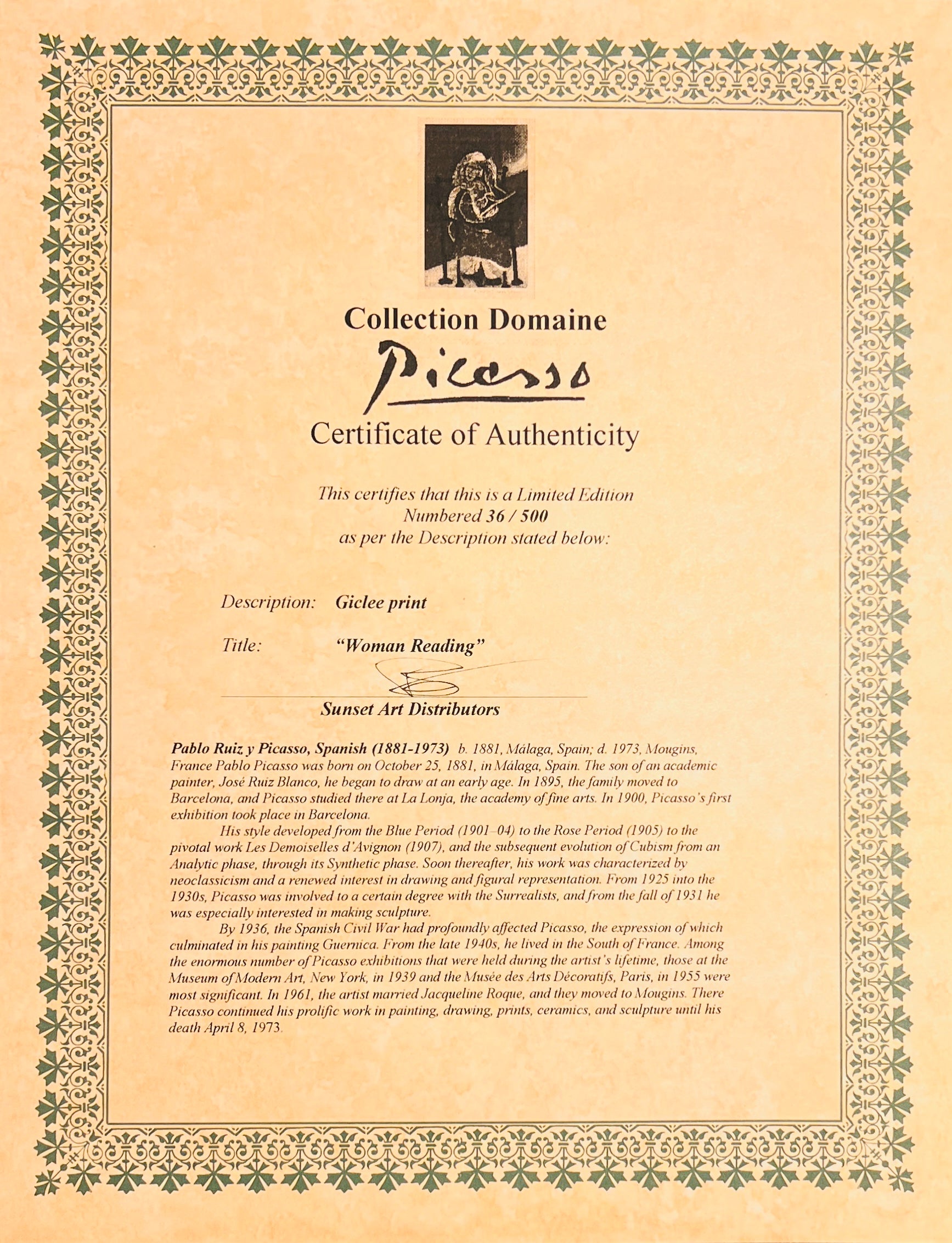 Pablo Picasso - Seated Woman Reading