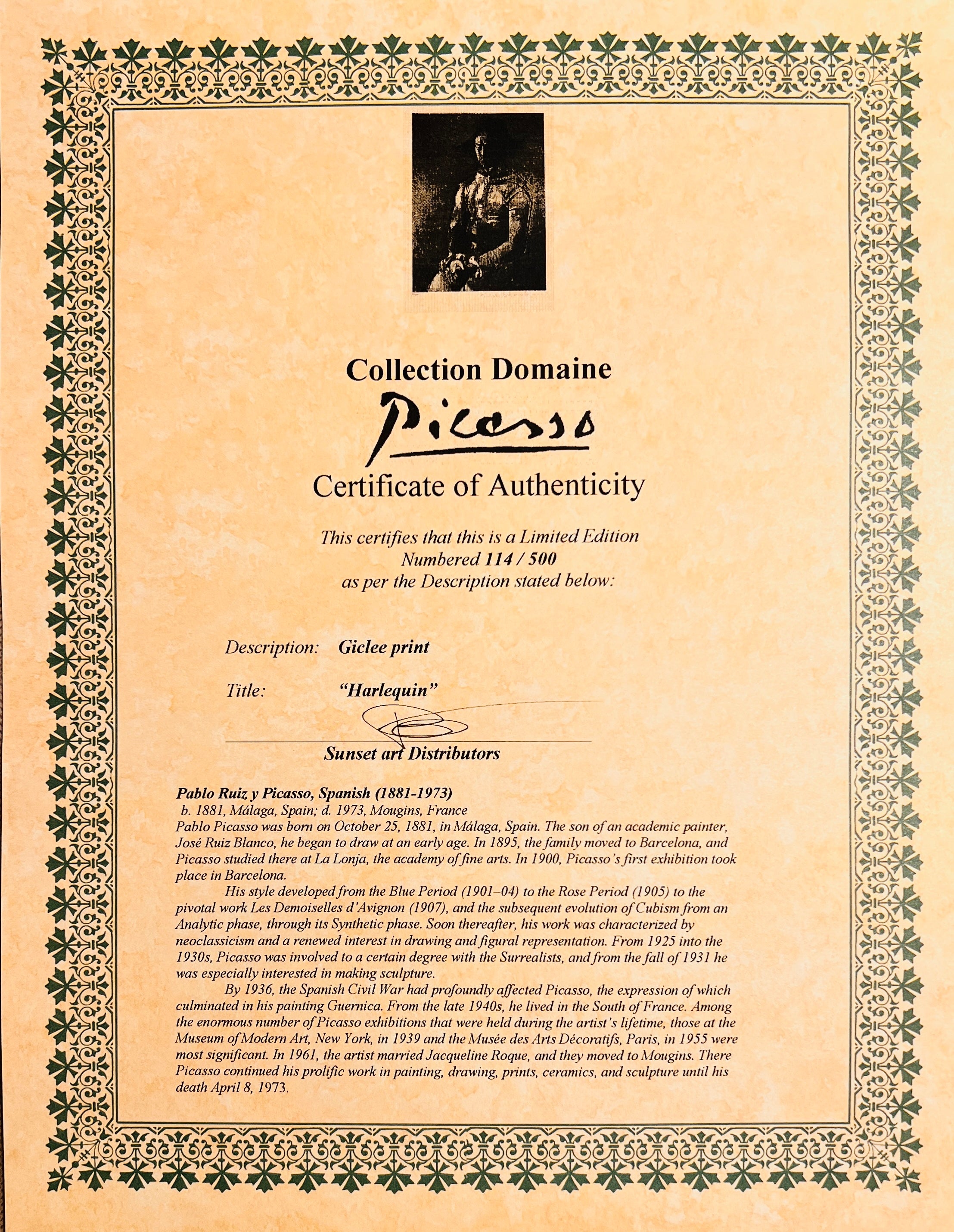 Pablo Picasso - Seated Harlequin