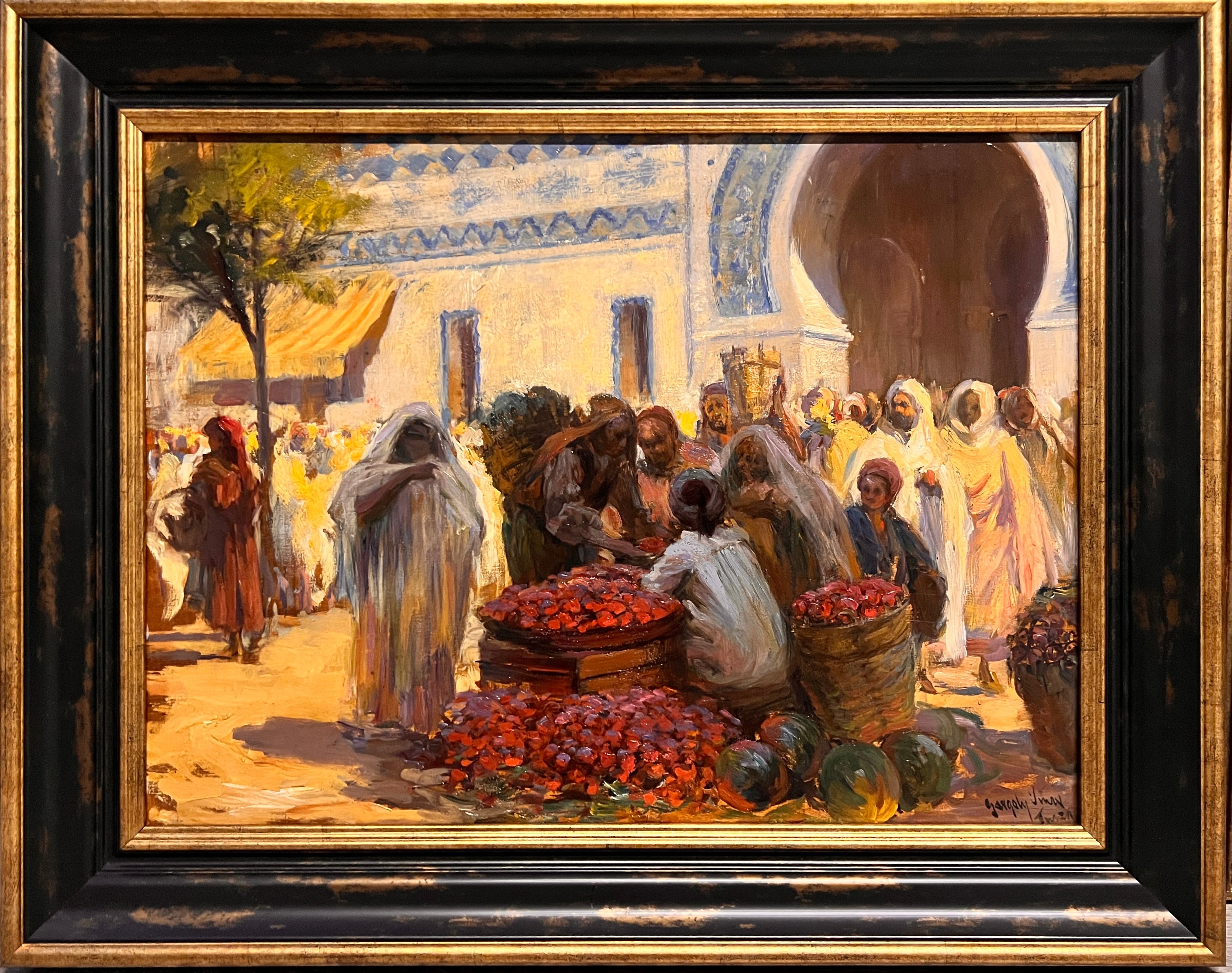 Imre Gergely - Scène de marché, la Médina à Tunis