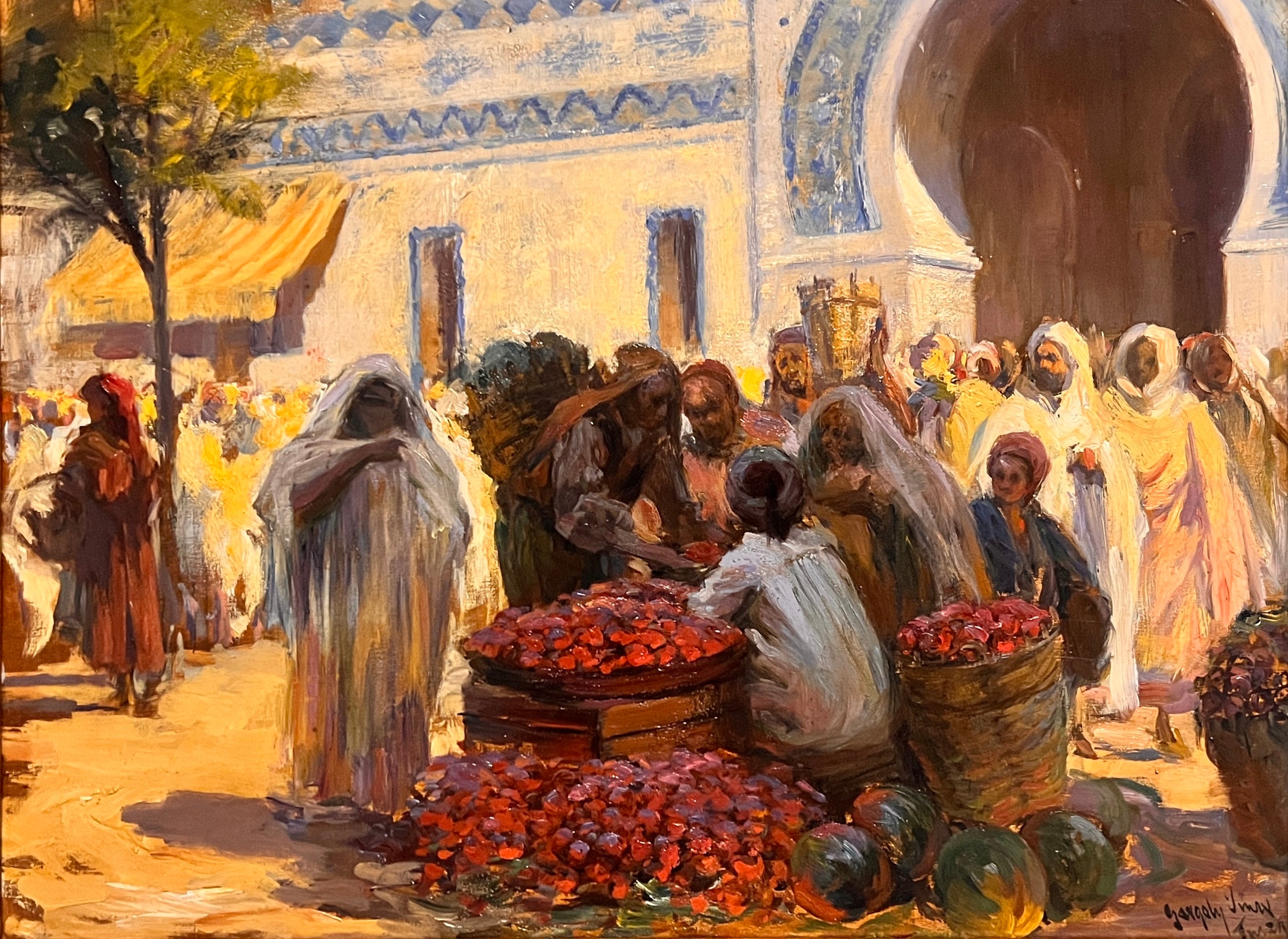 Imre Gergely - Scène de marché, la Médina à Tunis