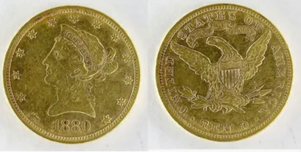MONEDĂ 10 DOLARI 1880, STATELE UNITE, AUR