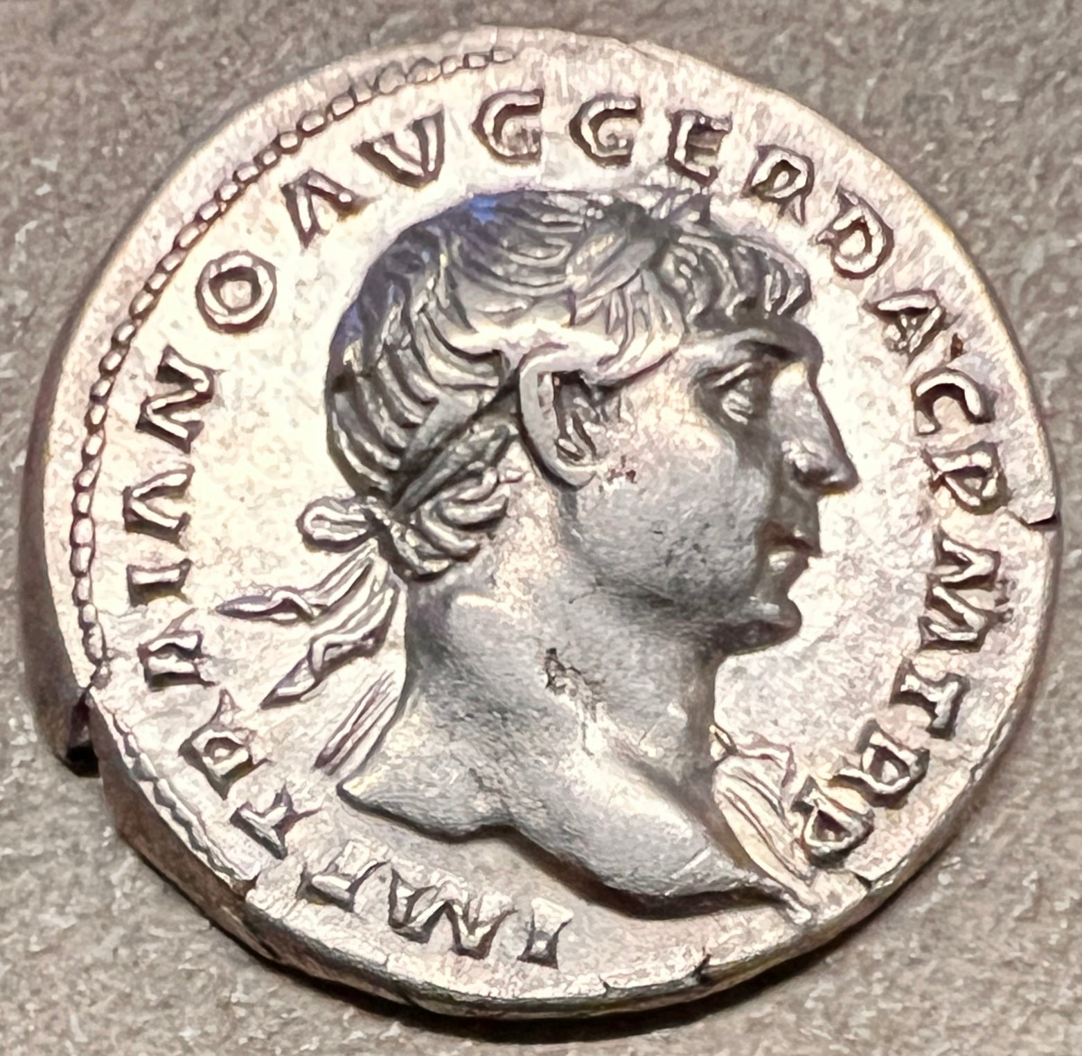 Monedă Denarius, Traian, tip Danubius (Dunărea personificată), 107-108 e.n., argint (clasată Fond)