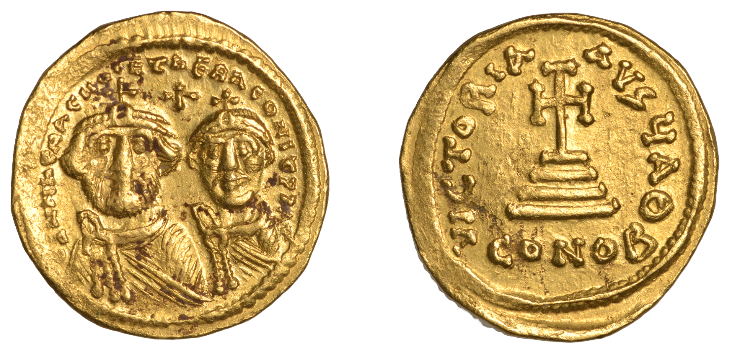 Monedă Solidus, Heraclius, Imperiul Bizantin, 613-638 e.n., aur (clasată tezaur)