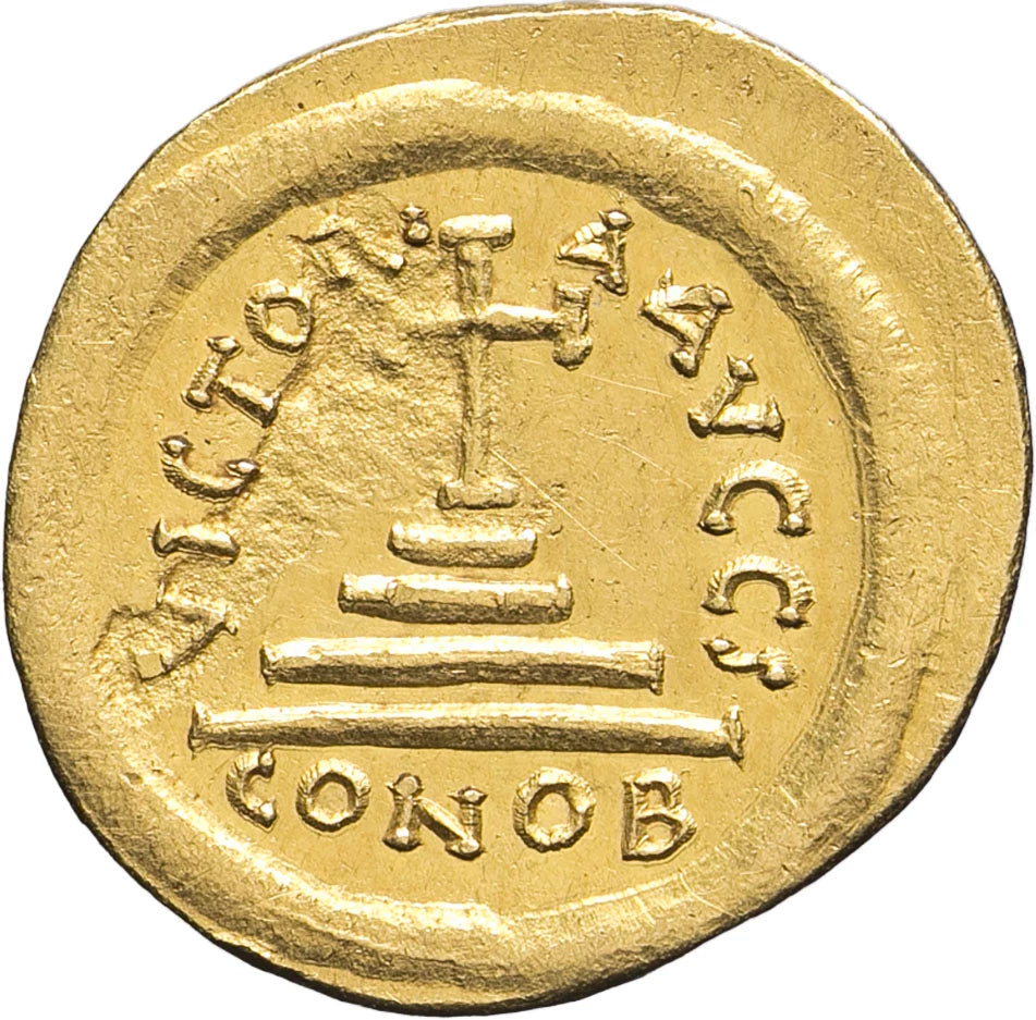 Monedă Solidus, Tiberius al II-lea Constantin, Imperiul Bizantin, 578–582 e.n., aur (clasată tezaur)