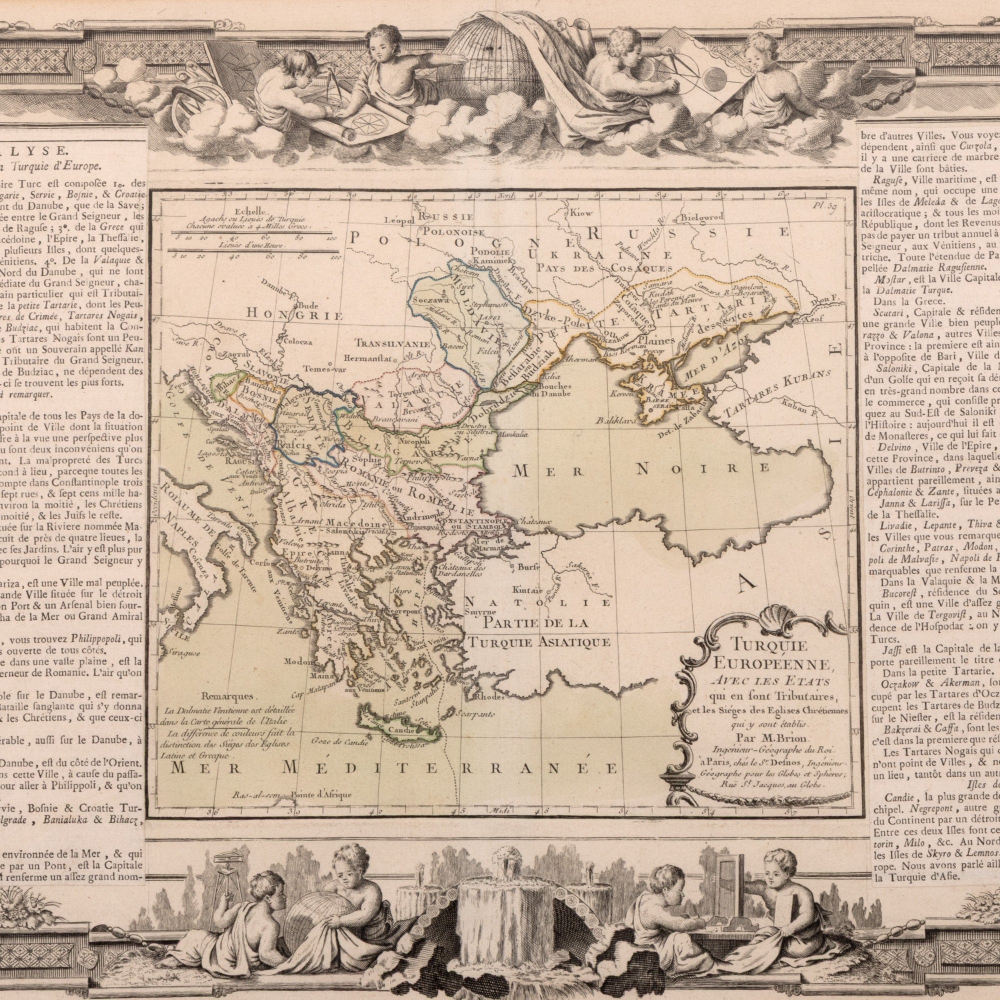 Hartă "Turquie Europeenne", de LOUIS CHARLES DESNOS și Brion de la Tour, Paris, 1766 - Artiss