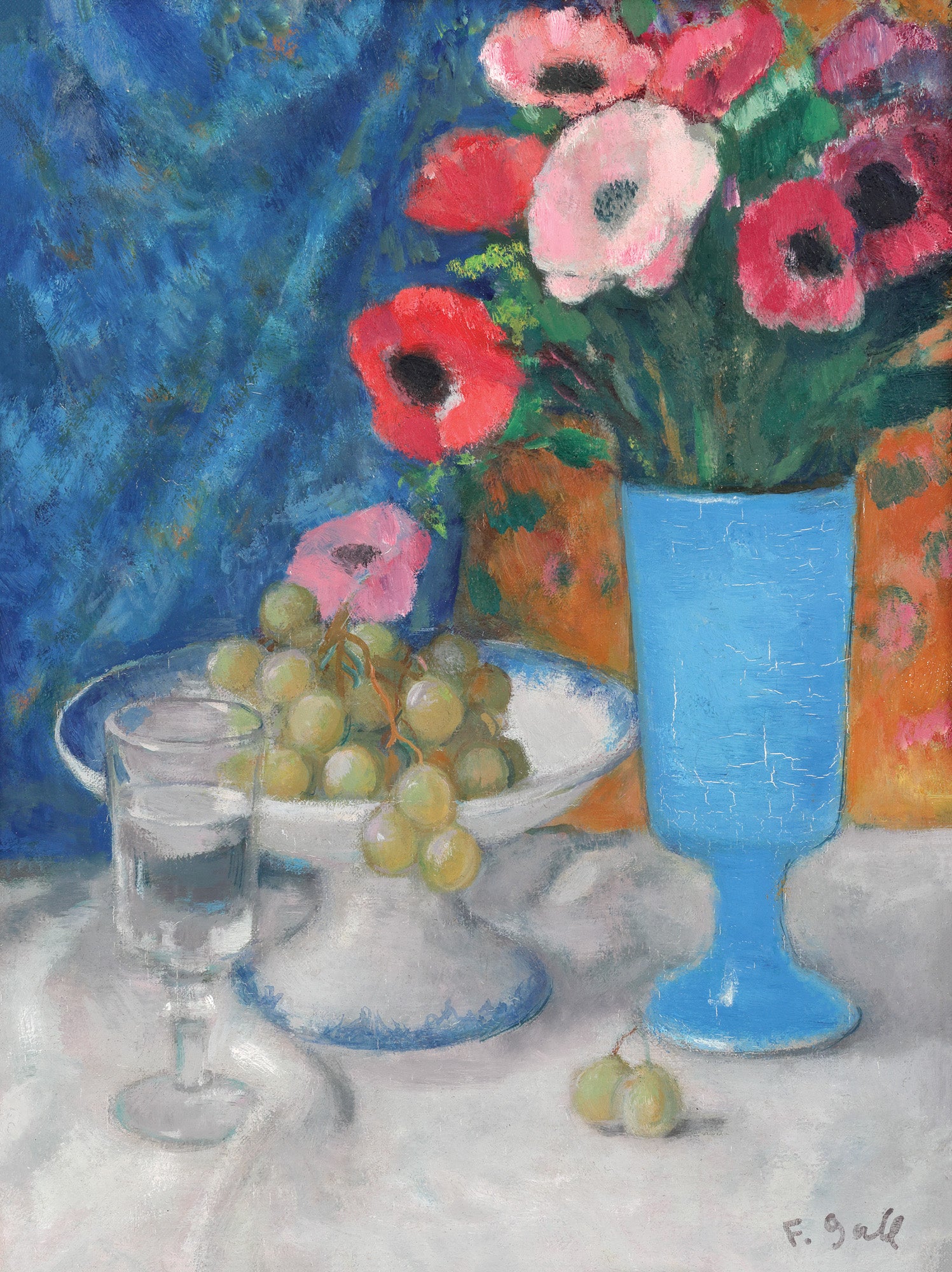 François Gall - Nature morte aux fleurs et raisin