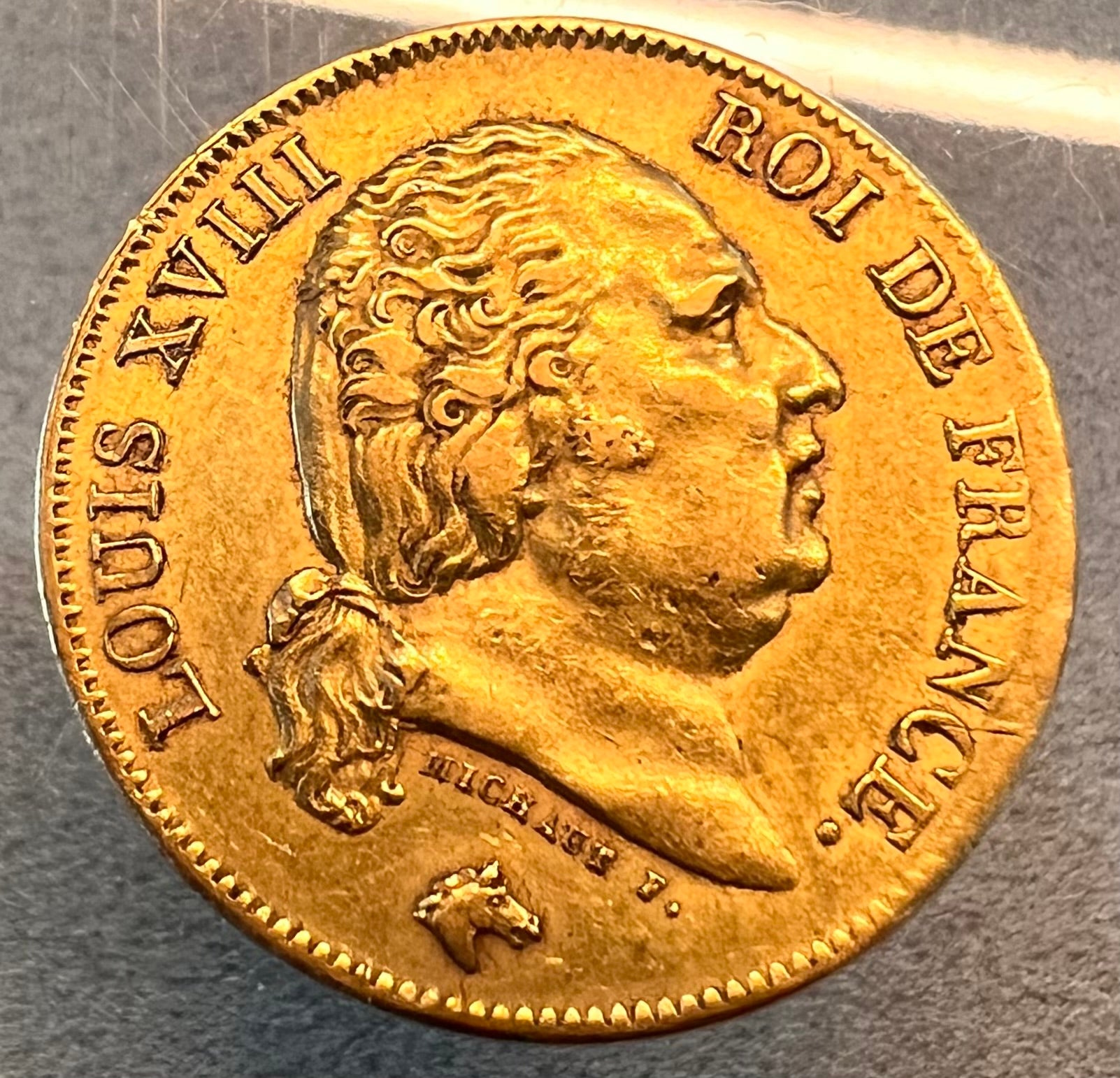 MONEDĂ 40 FRANCI 1818, Louis XVIII, FRANȚA, AUR - Artiss