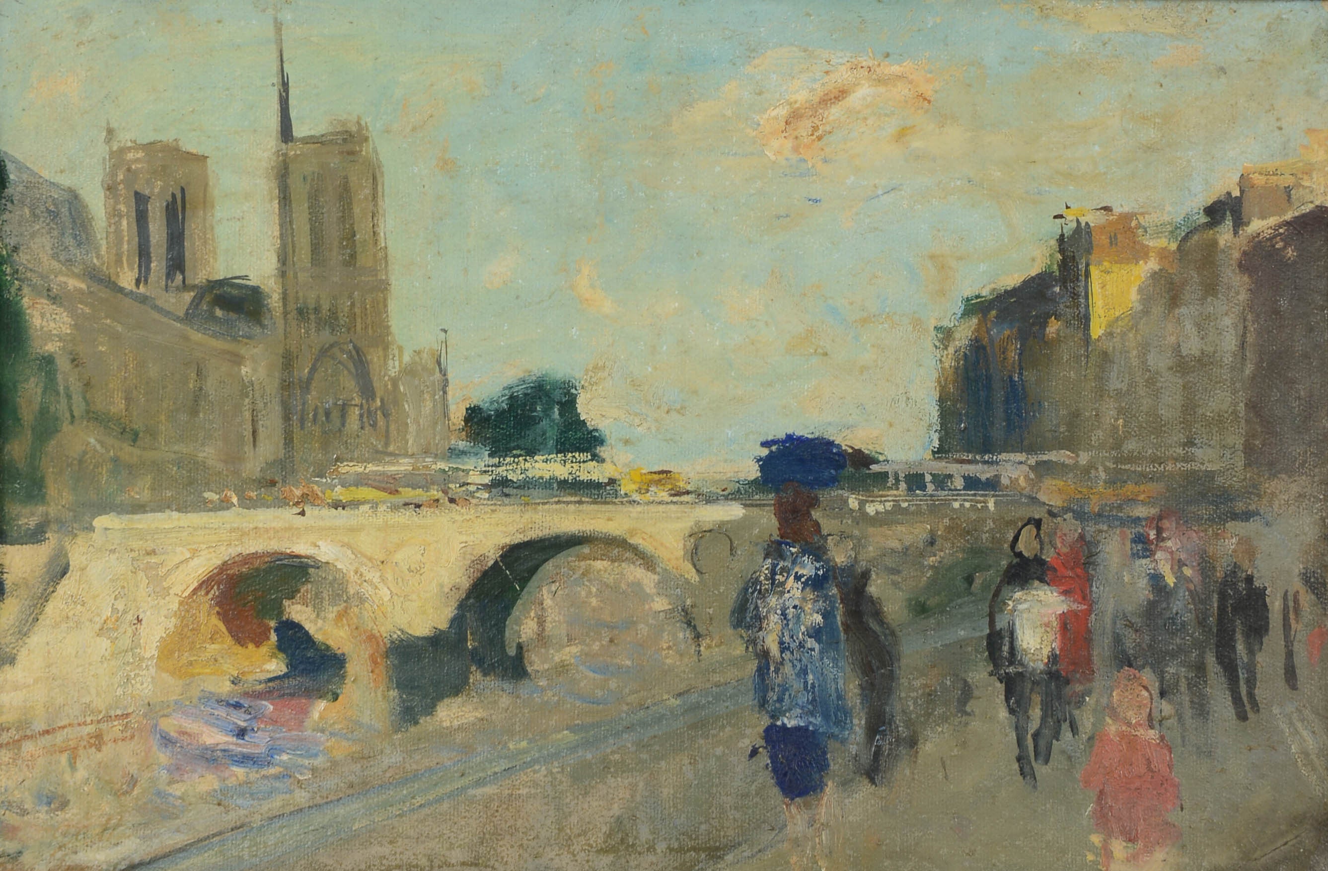François Gall - Paris motif with Pont Neuf and Notre-Dame