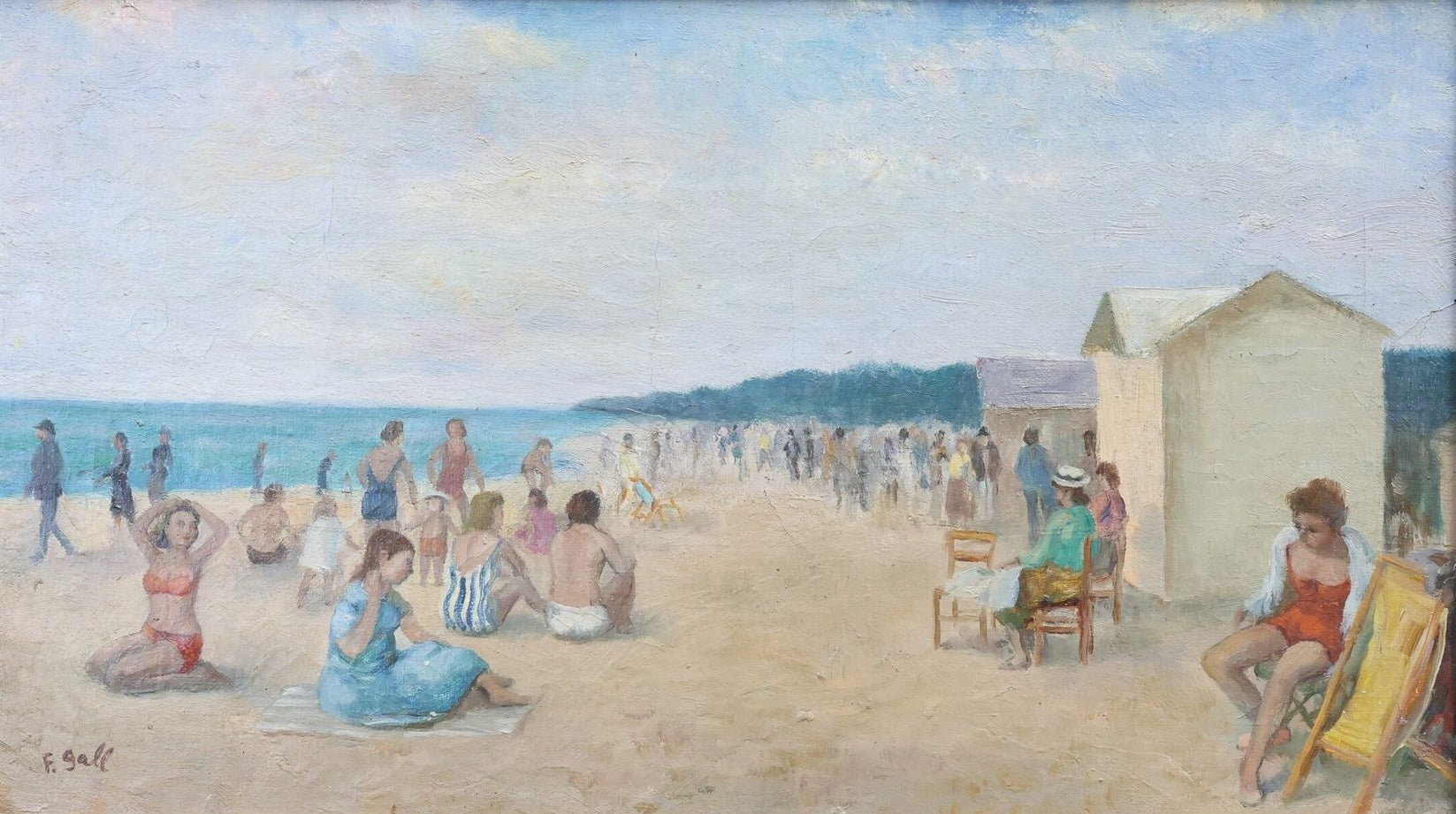 François Gall - Bord de plage animé - Artiss