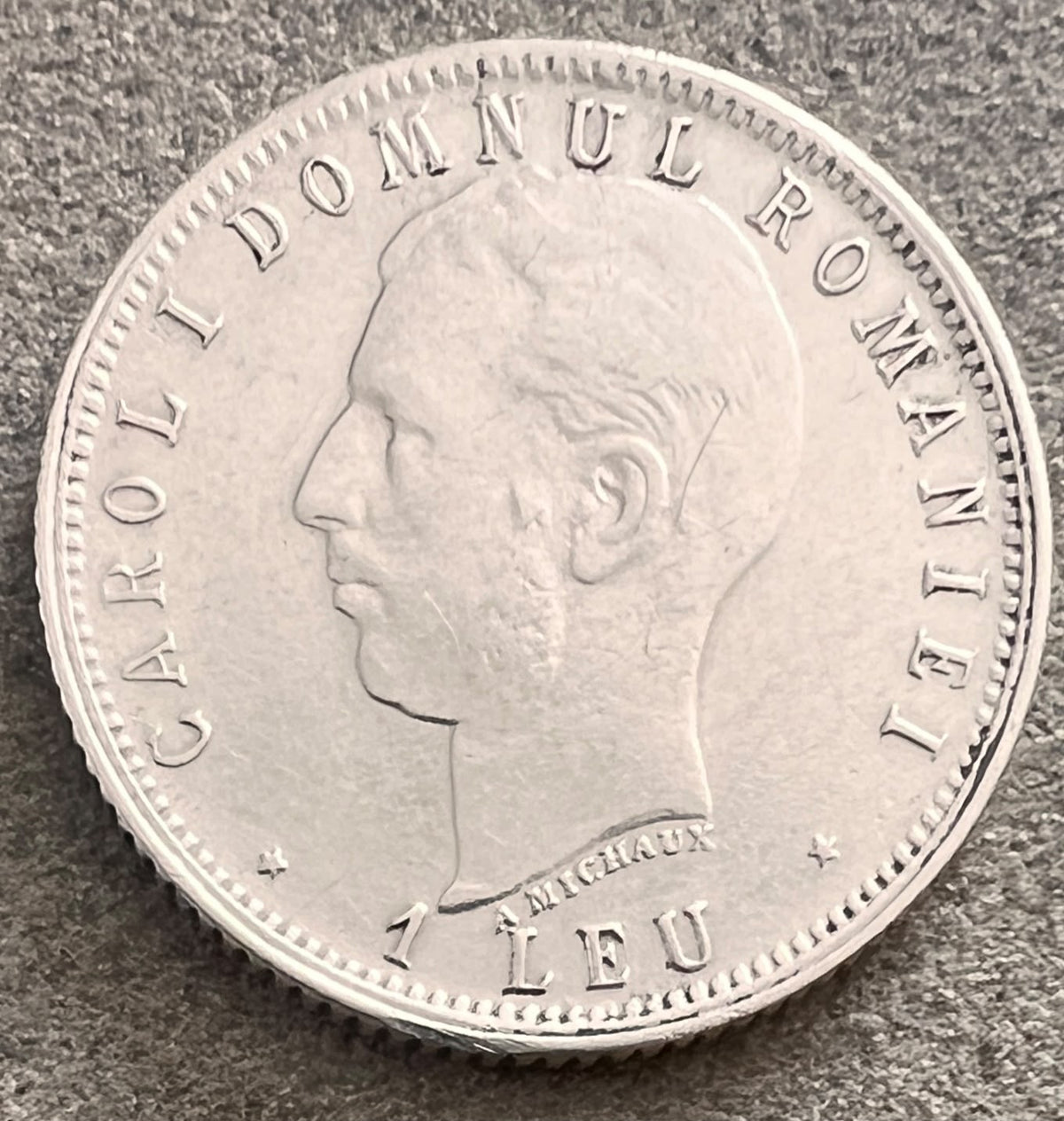 MONEDĂ COMEMORATIVĂ 1 LEU CAROL I, 1906, ARGINT