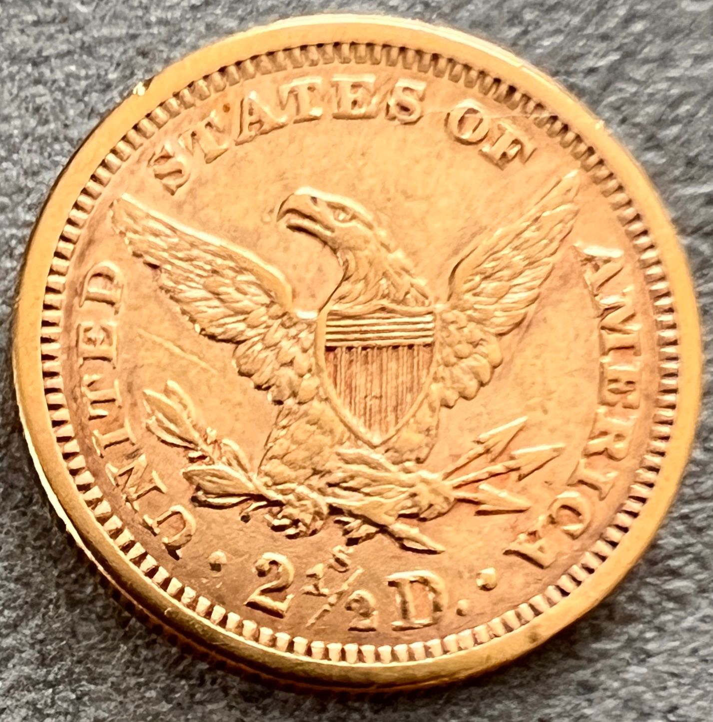 MONEDĂ 2 1/2 DOLARI 1878, STATELE UNITE, AUR