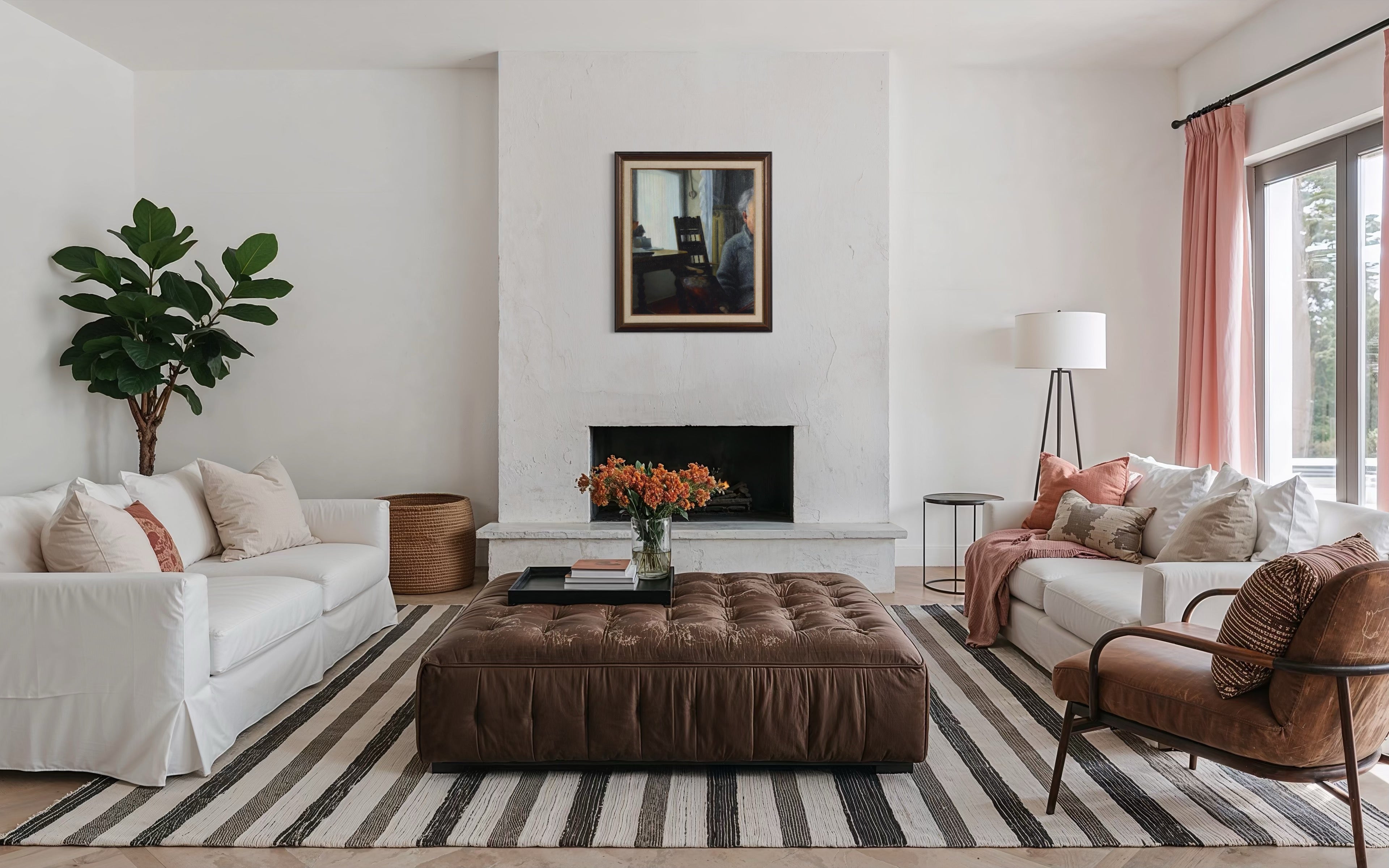 Arthur Segal - Interior cu fereastra si autoportret