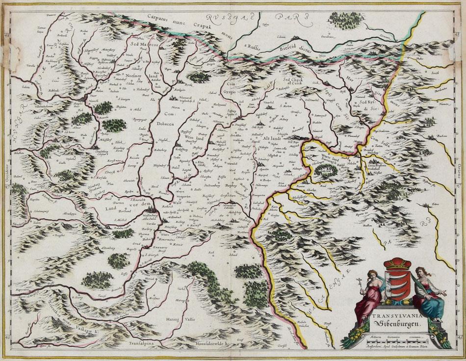 Hartă ”Transylvania”, de Willem Janszoon Blaeu, Amsterdam, 1634 - Artiss