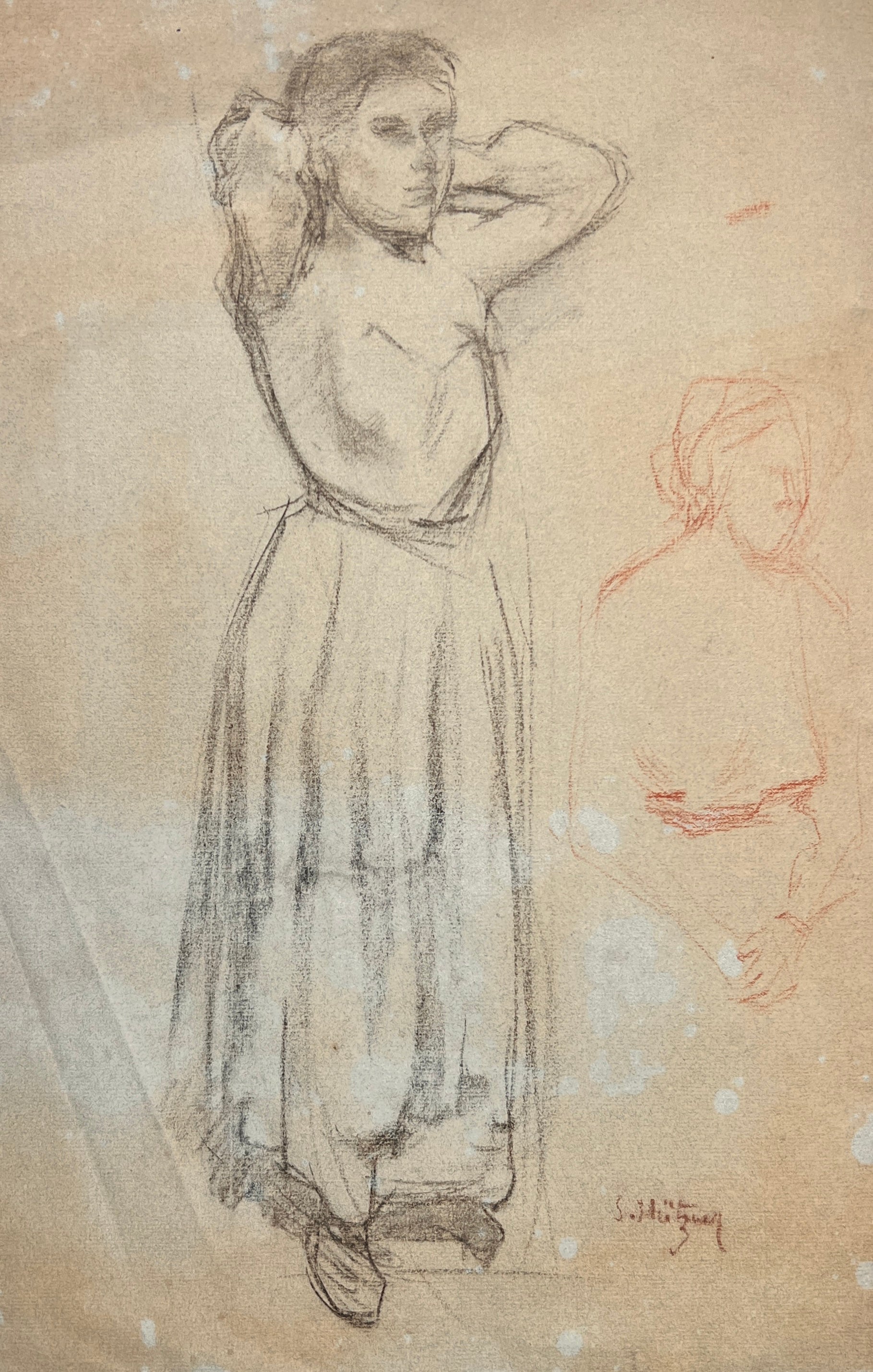 Samuel Mützner - Femeie legându-și părul - Artiss