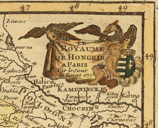 Hartă ”Le Royaume de Hongrie”, de George Louis Le Rouge, Paris, 1713
