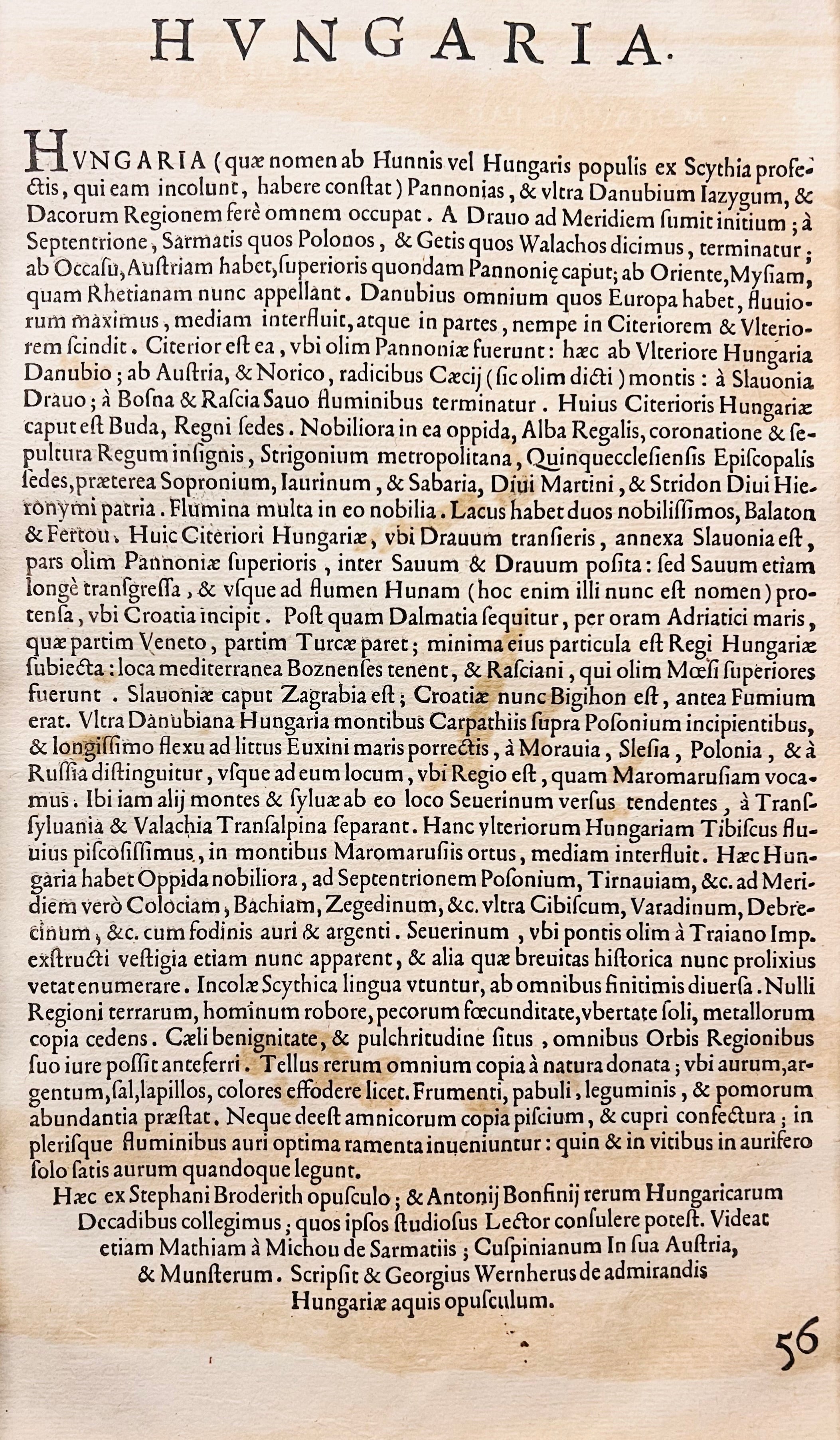 Hartă ”Hungariae Descriptio”, de Abraham Ortelius, atlasul Theatrum Orbis Terrarum, Antwerp, 1581 - Artiss