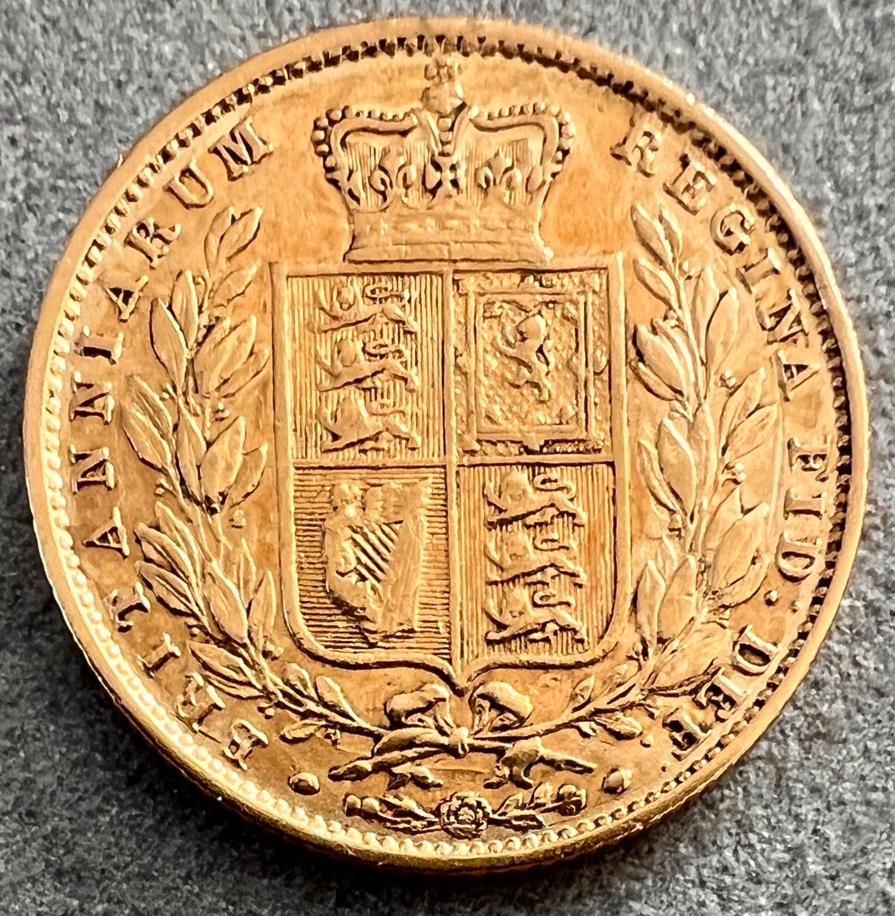 Monedă 1 Sovereign 1855, Victoria, Marea Britanie, aur