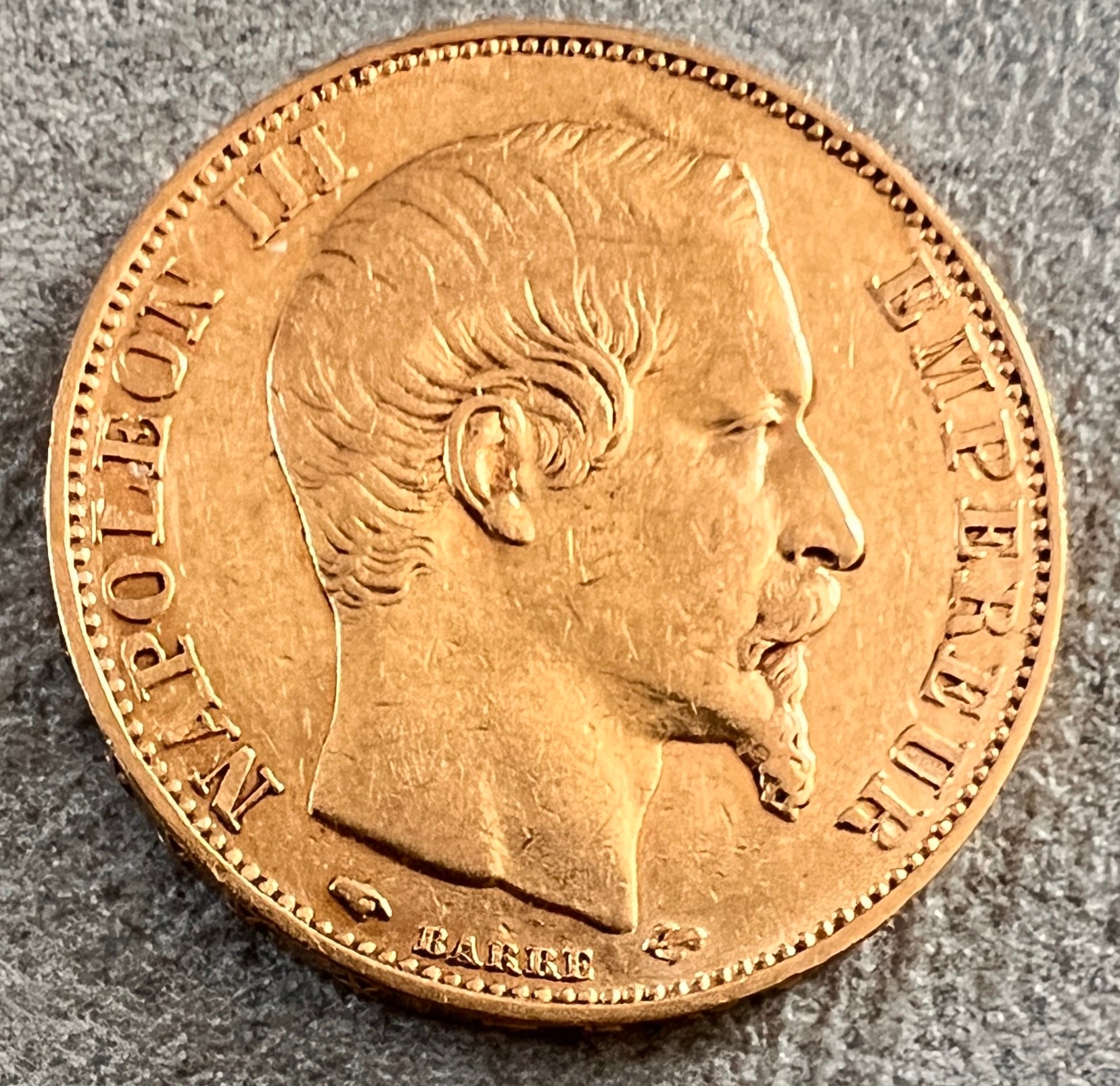 MONEDĂ 20 FRANCI Napoléon III, Paris, 1857, FRANȚA, AUR