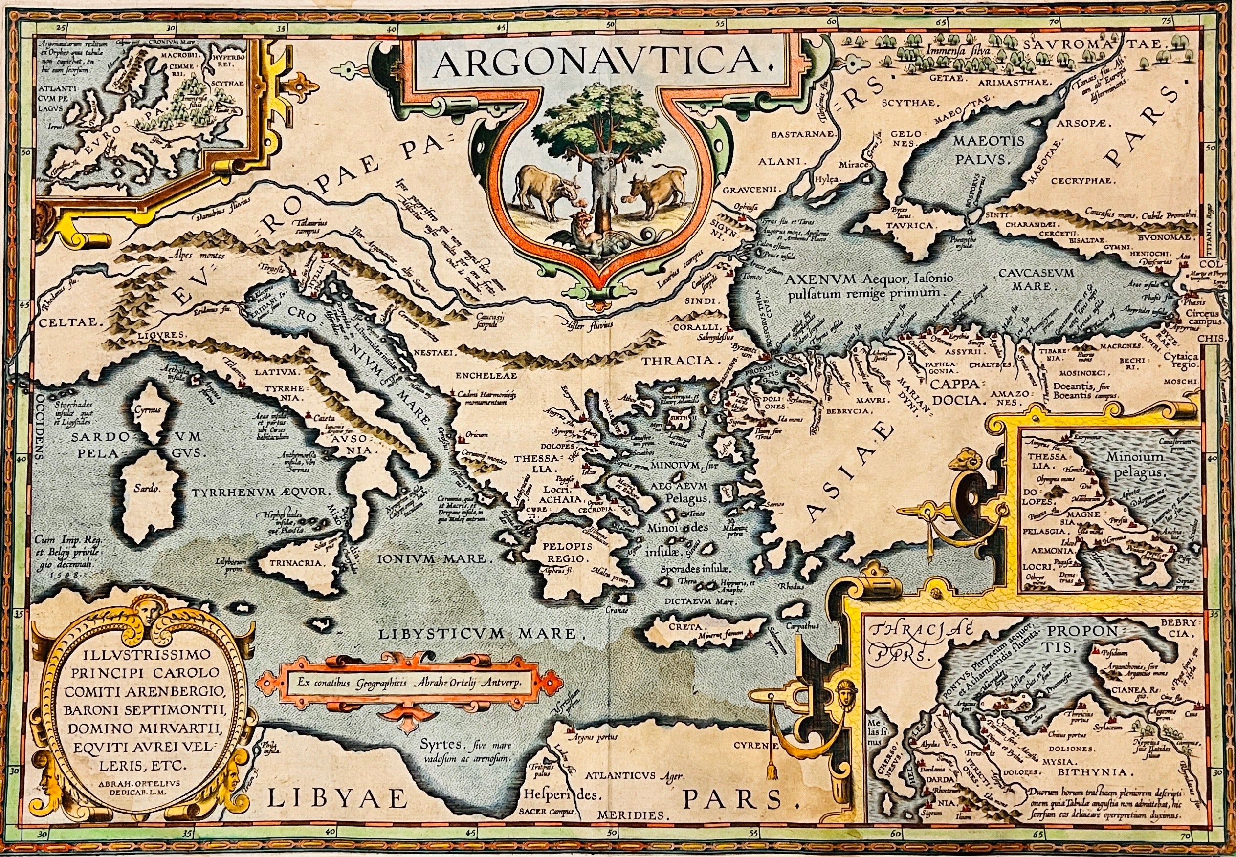 Hartă "Argonautica", de Abraham Ortelius. atlasul Theatrum Orbis Terrarum, Antwerp, 1606 - Artiss