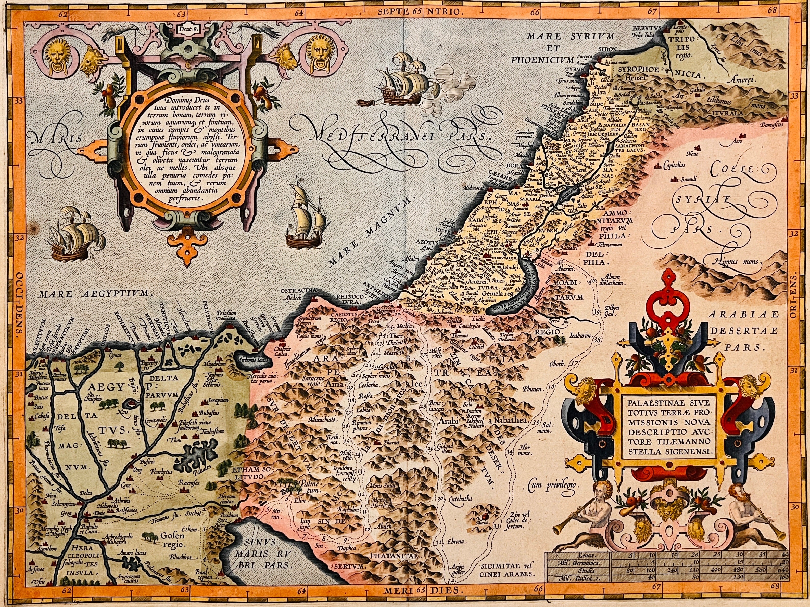 Hartă ”Palestina”, de Abraham Ortelius, atlasul THEATRUM ORBIS TERRARUM, 1603 - Artiss