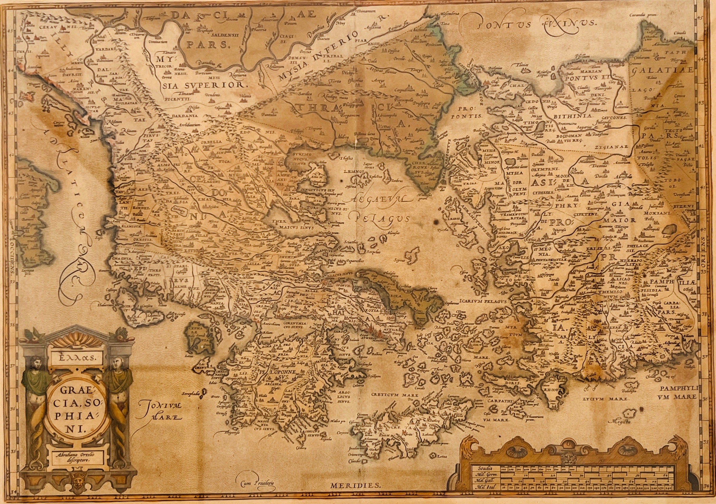 HARTĂ ”Graecia Sophiani”, DE ABRAHAM ORTELIUS, ATLASUL THEATRUM ORBIS TERRARUM, 1579 - Artiss