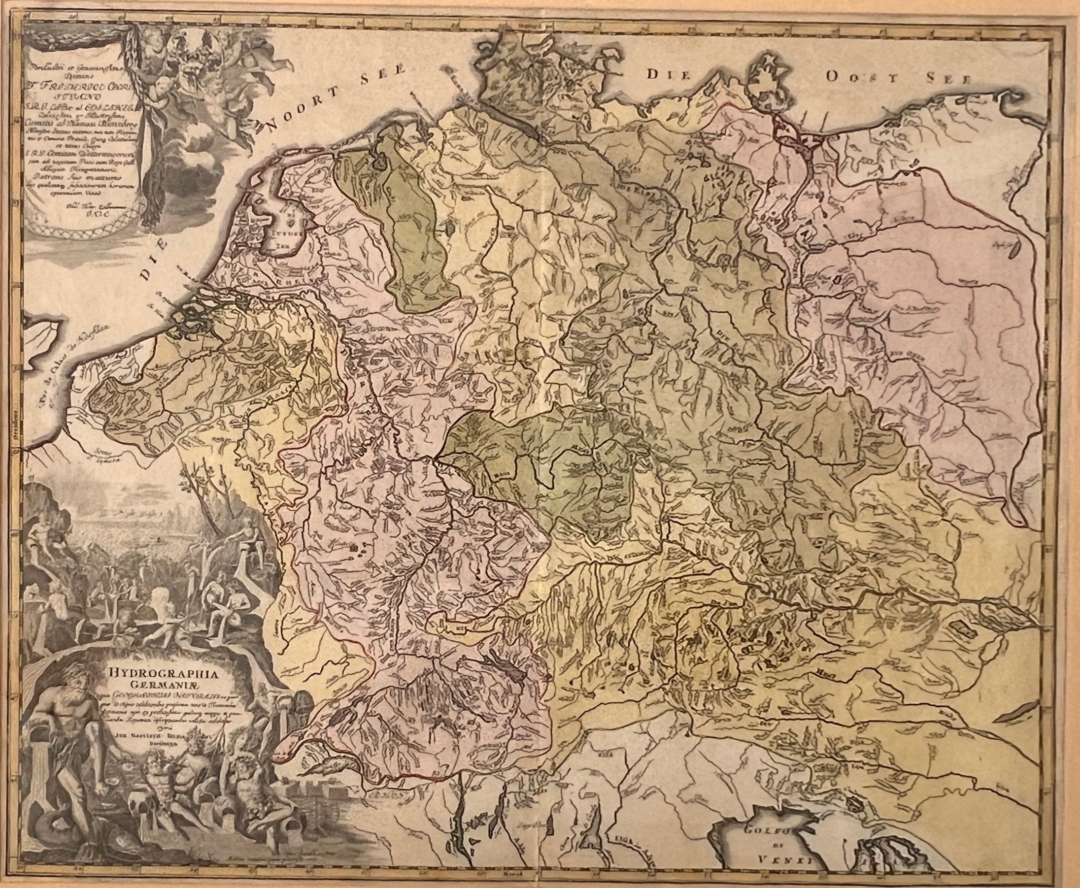 HARTĂ "Hydrographia Germaniae", DE JOHANN BAPTIST HOMANN, NÜRNBERG, 1710 - Artiss