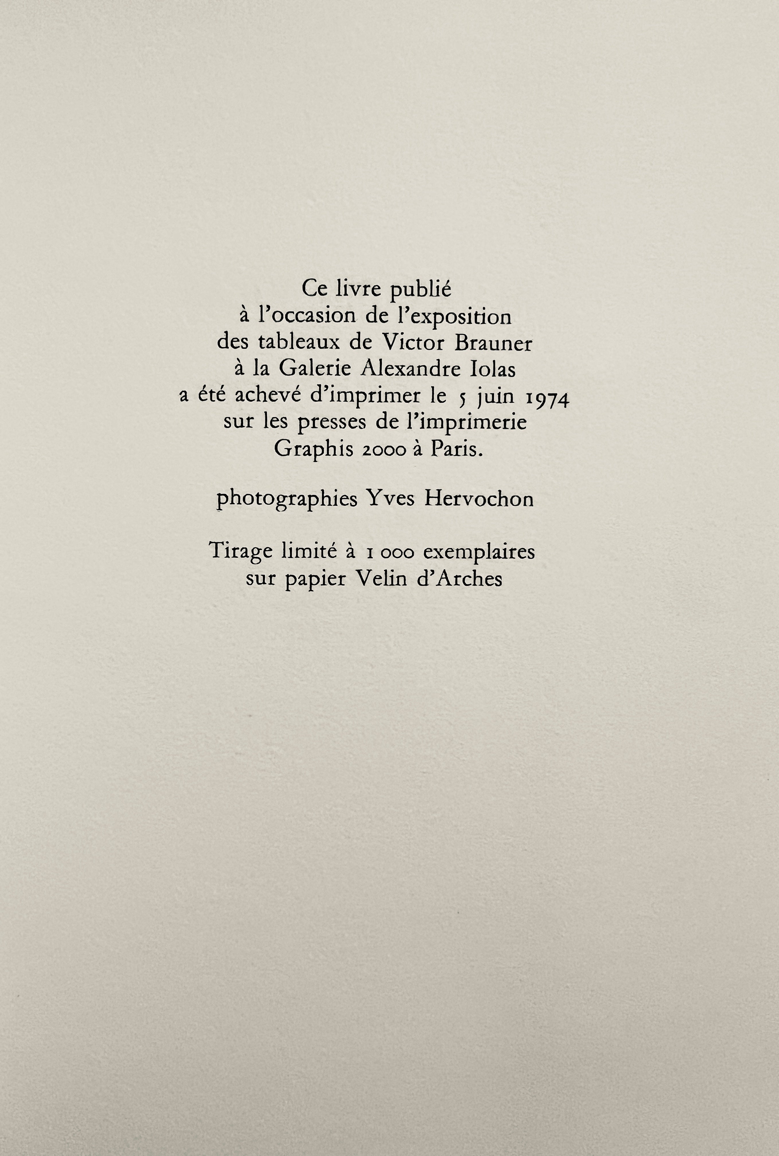 Victor Brauner - "Plan de l'exposition" și "Catalogue d`exposition", Galeria Alexandre Iolas, Paris