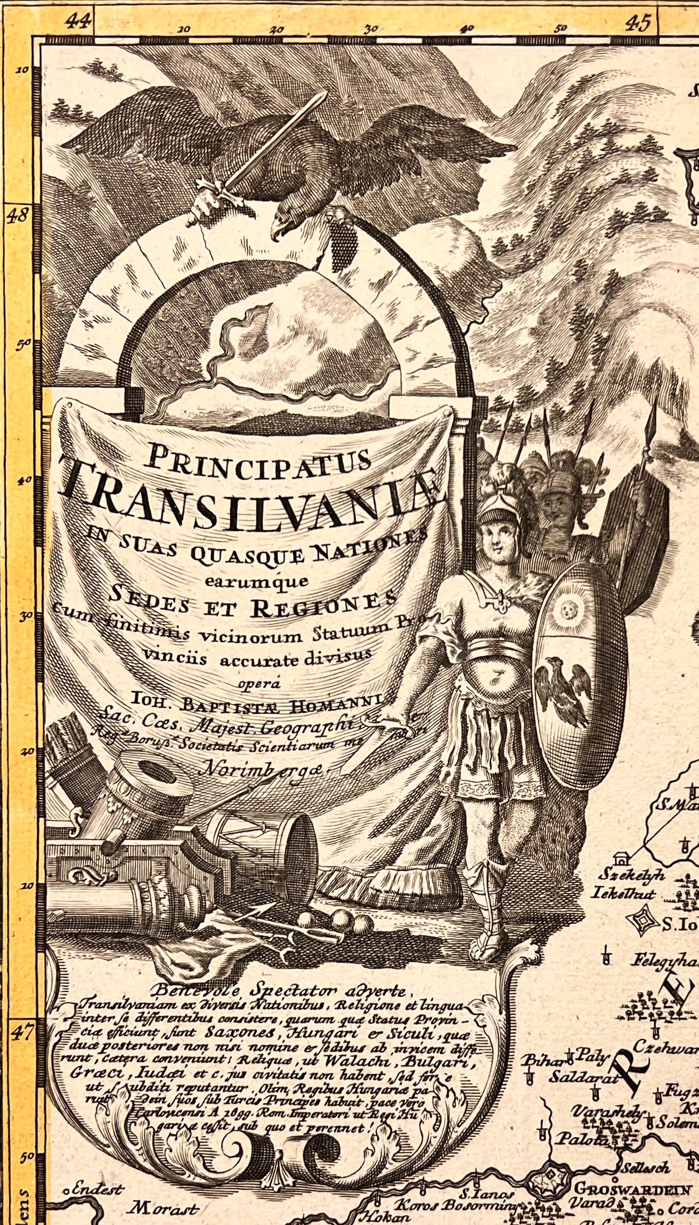Hartă "Principatul Transilvaniei in fiecare din popoarele, casele și regiunile sale...", Johann Baptist Homann, NÜRNBERG, 1723
