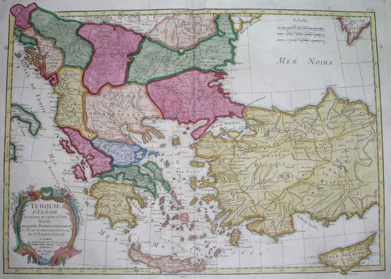 Hartă "Turquie d'Europe", de Jean Lattré, Paris, 1771 - Artiss