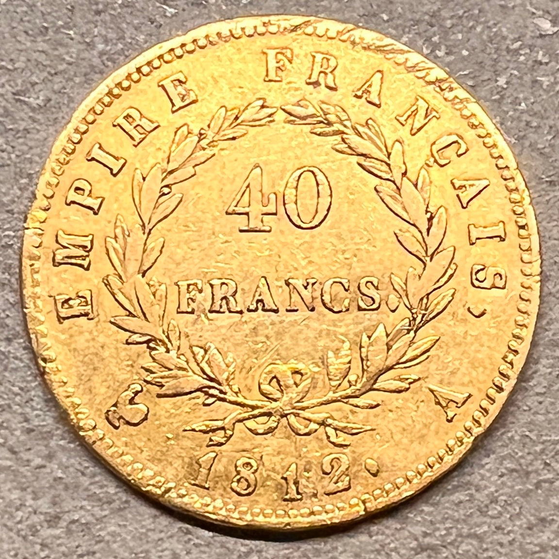 COIN 40 FRANCS Napoleon, Paris, 1812, FRANCE, GOLD