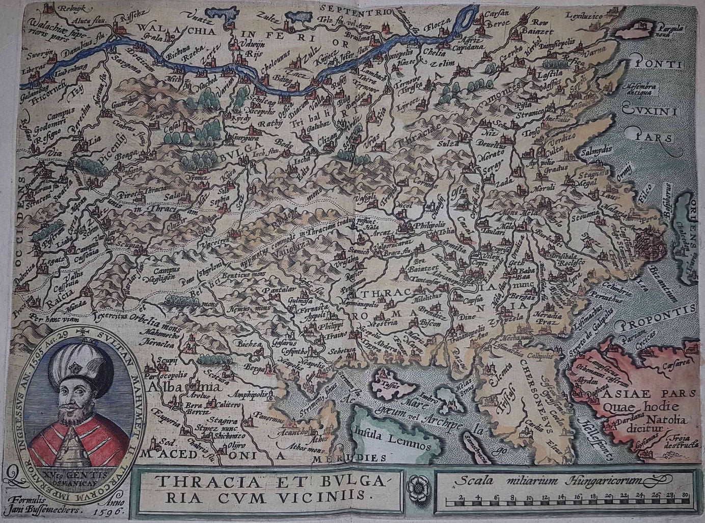 Hartă "Thracia et Bulgaria cum Viciniis", de Matthias Quad, atlasul Europae Totius Orbis Terrarum, Cologne, 1596 - Artiss