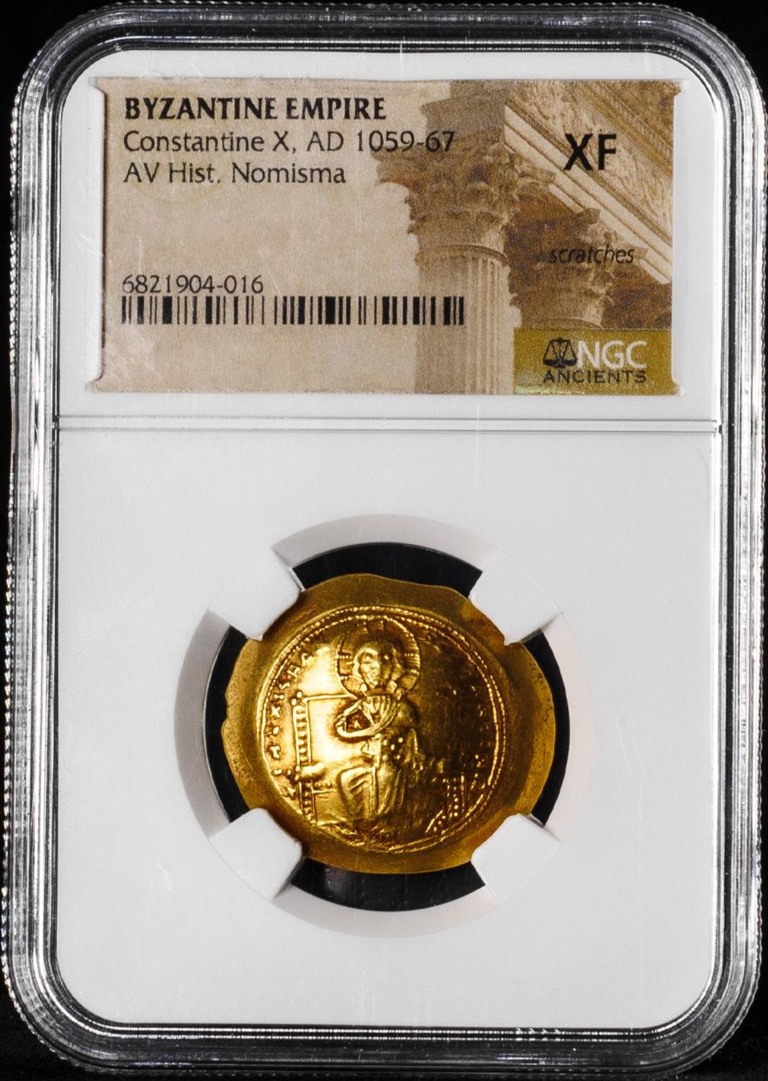 Monedă Nomisma Histamenon, Constantin al X-lea Ducas, Imperiul Bizantin, 1059-1067, aur (clasată fond)