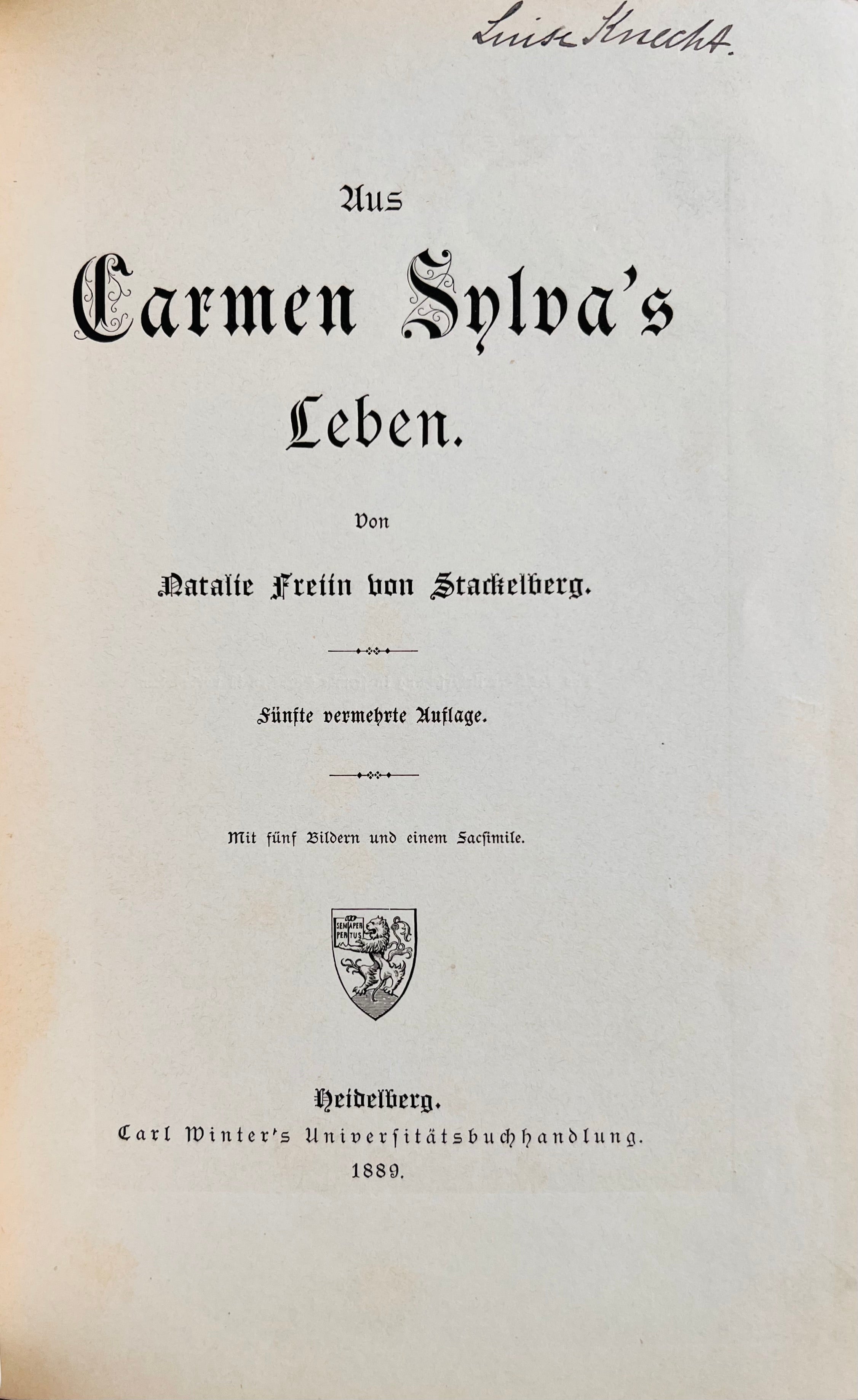 Natalie Freiin Stackerlberg - Aus Carmen Sylva's Leben (Viaţa lui Carmen Sylva), biografie - Artiss