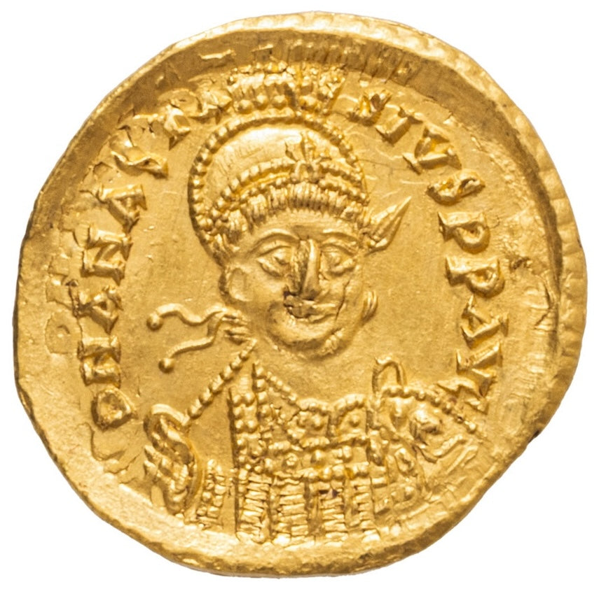 Monedă Solidus, Anastasius, Imperiul Bizantin, 507-518 e.n, aur (În clasare) - Artiss