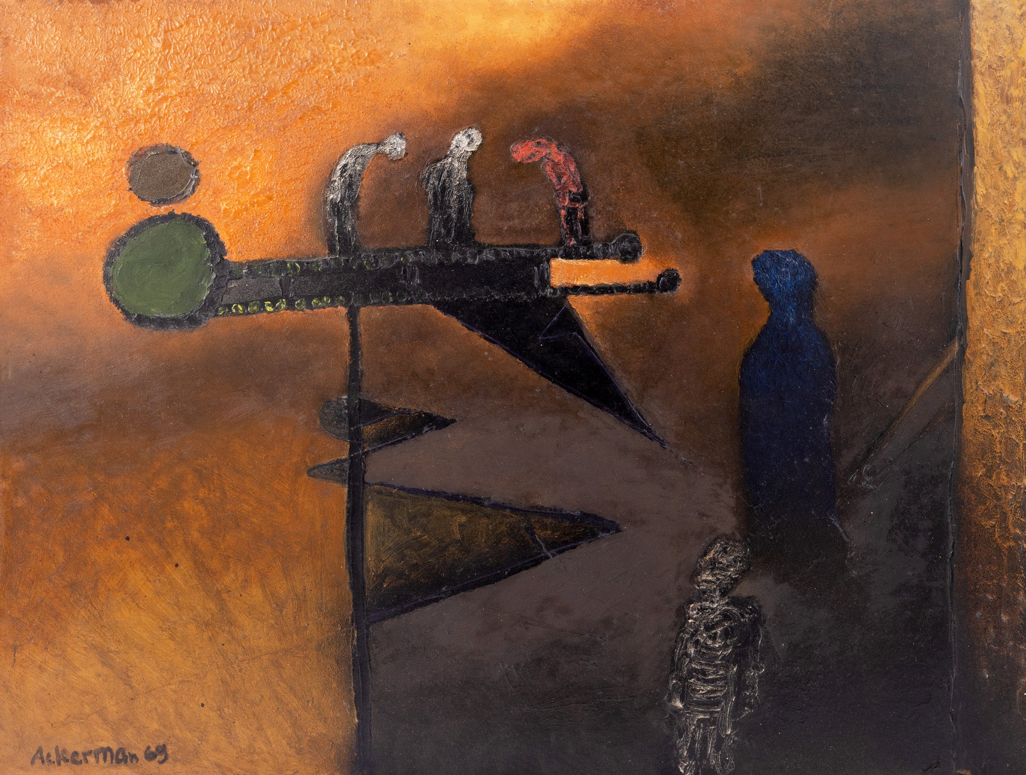 Paul Ackerman - Composition sur fond rouge