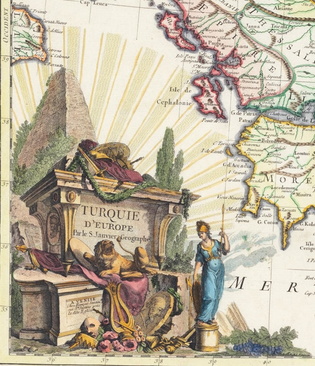 Hartă ”Turcia Europeană”, realizată de Jean Janvier, imprimată de François Santini, Veneția, 1784