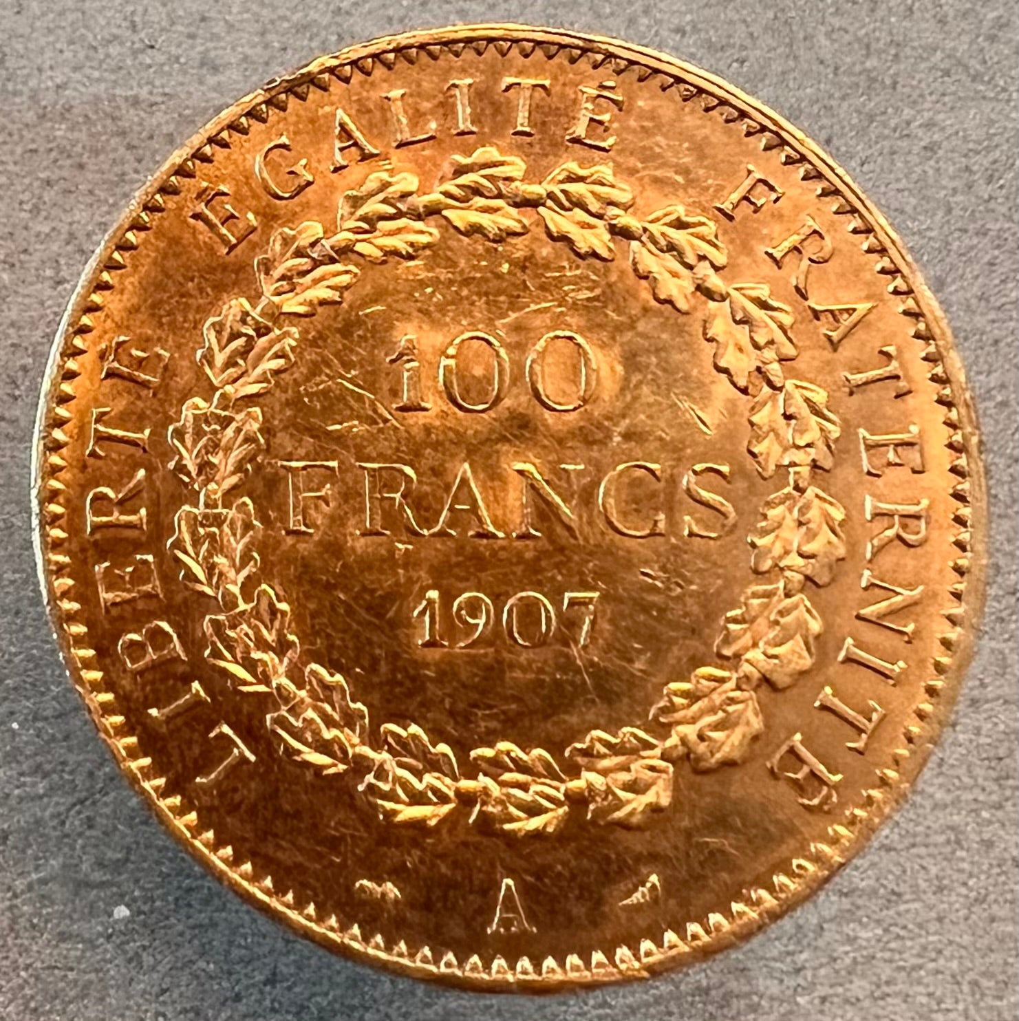 Monedă 100 Franci 1907, Franța, aur - Artiss