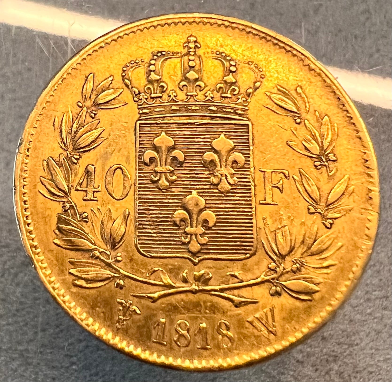 MONEDĂ 40 FRANCI 1818, Louis XVIII, FRANȚA, AUR - Artiss